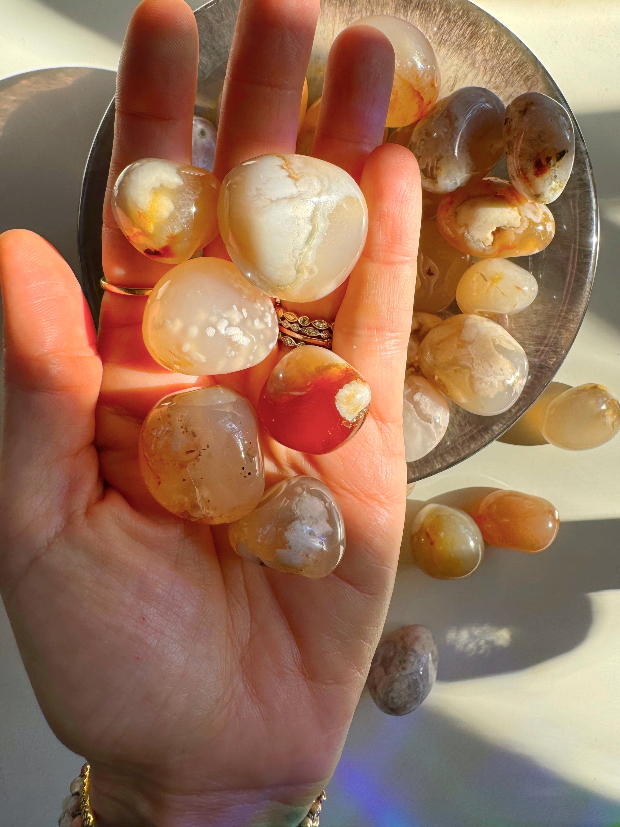 Flower Agate Tumbled Stones