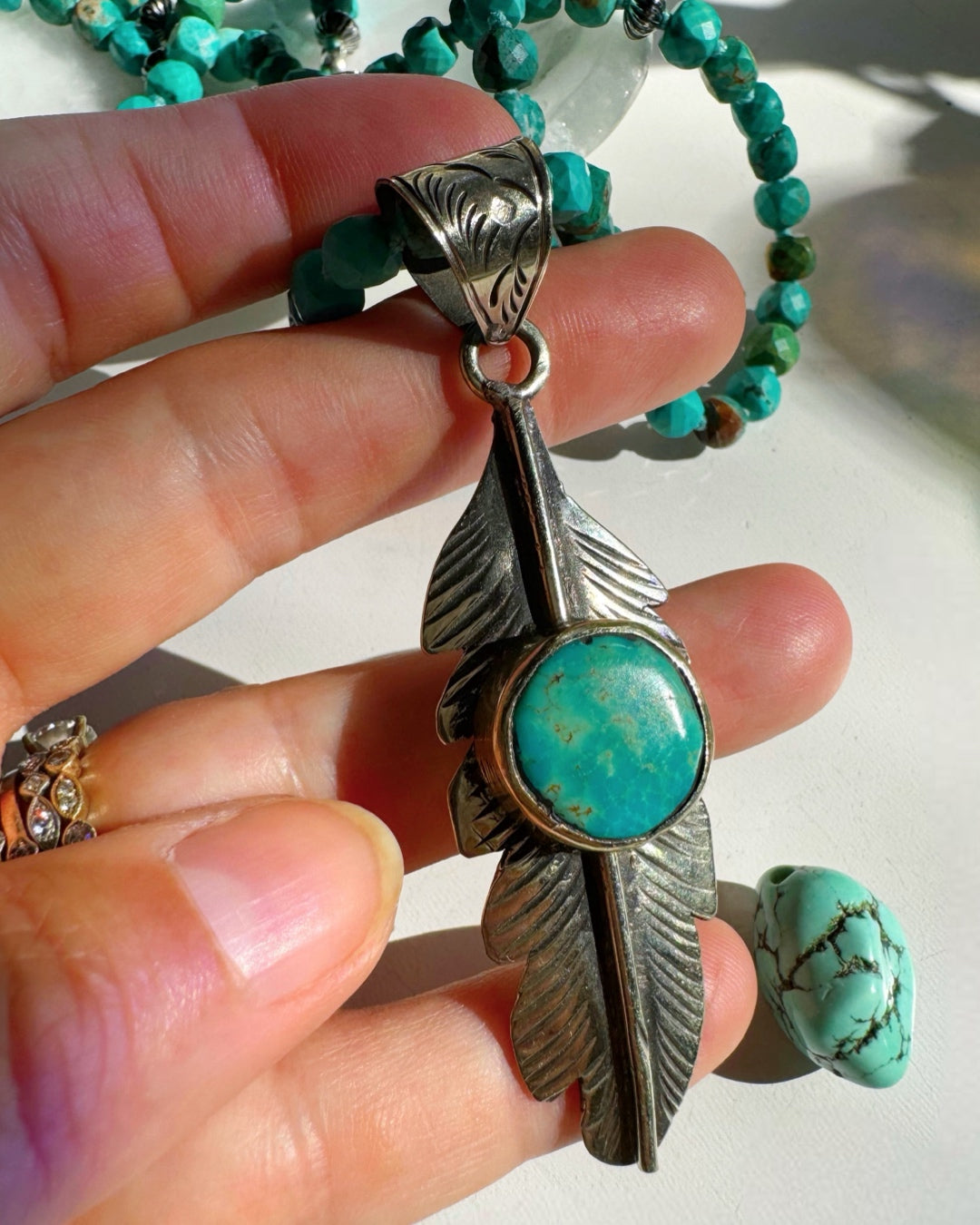 “Frida” - Turquoise & Sterling Silver w/ Pewter Feather - Baltic Mermaid