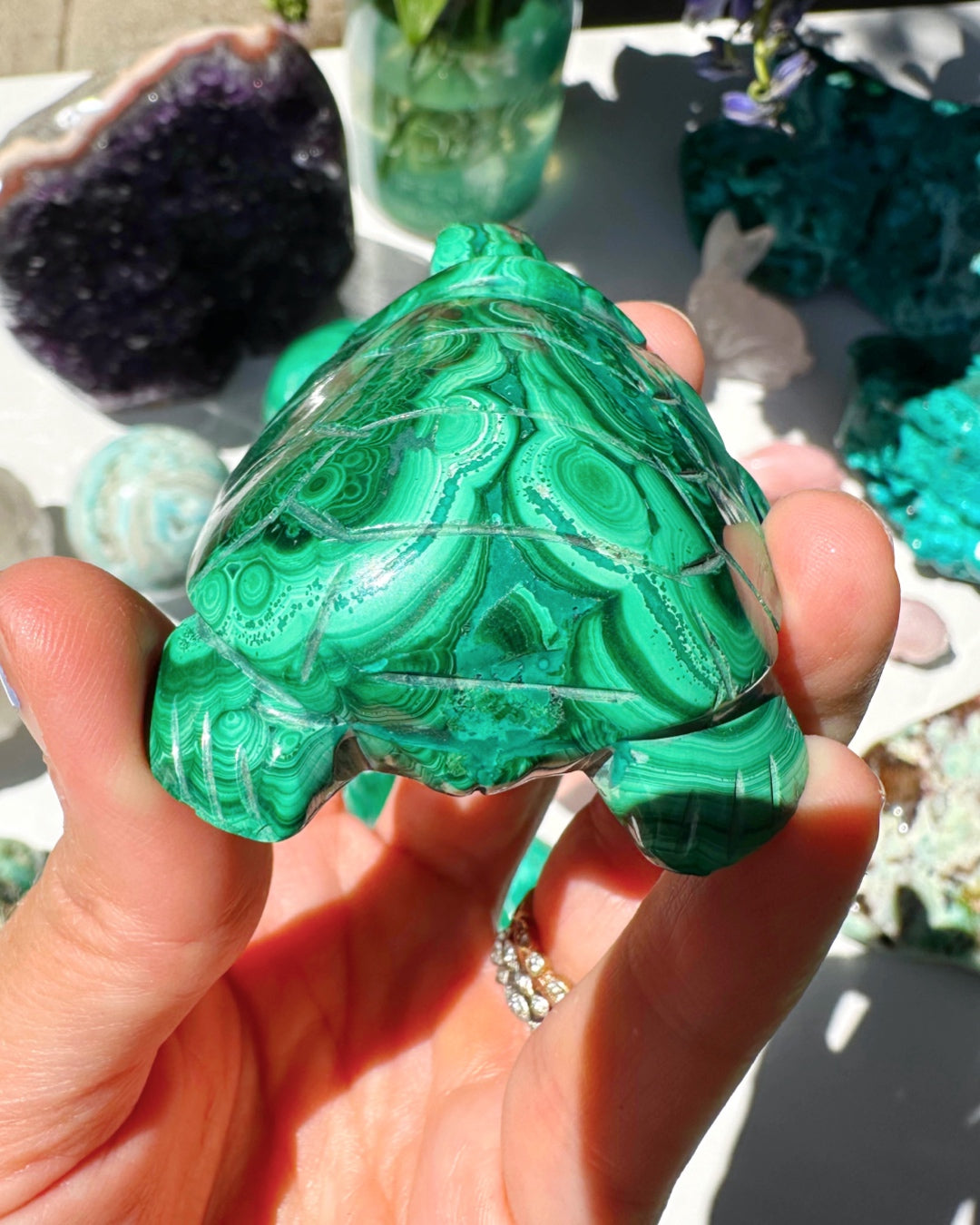 Hand Carved Malachite Turtle - Baltic Mermaid
