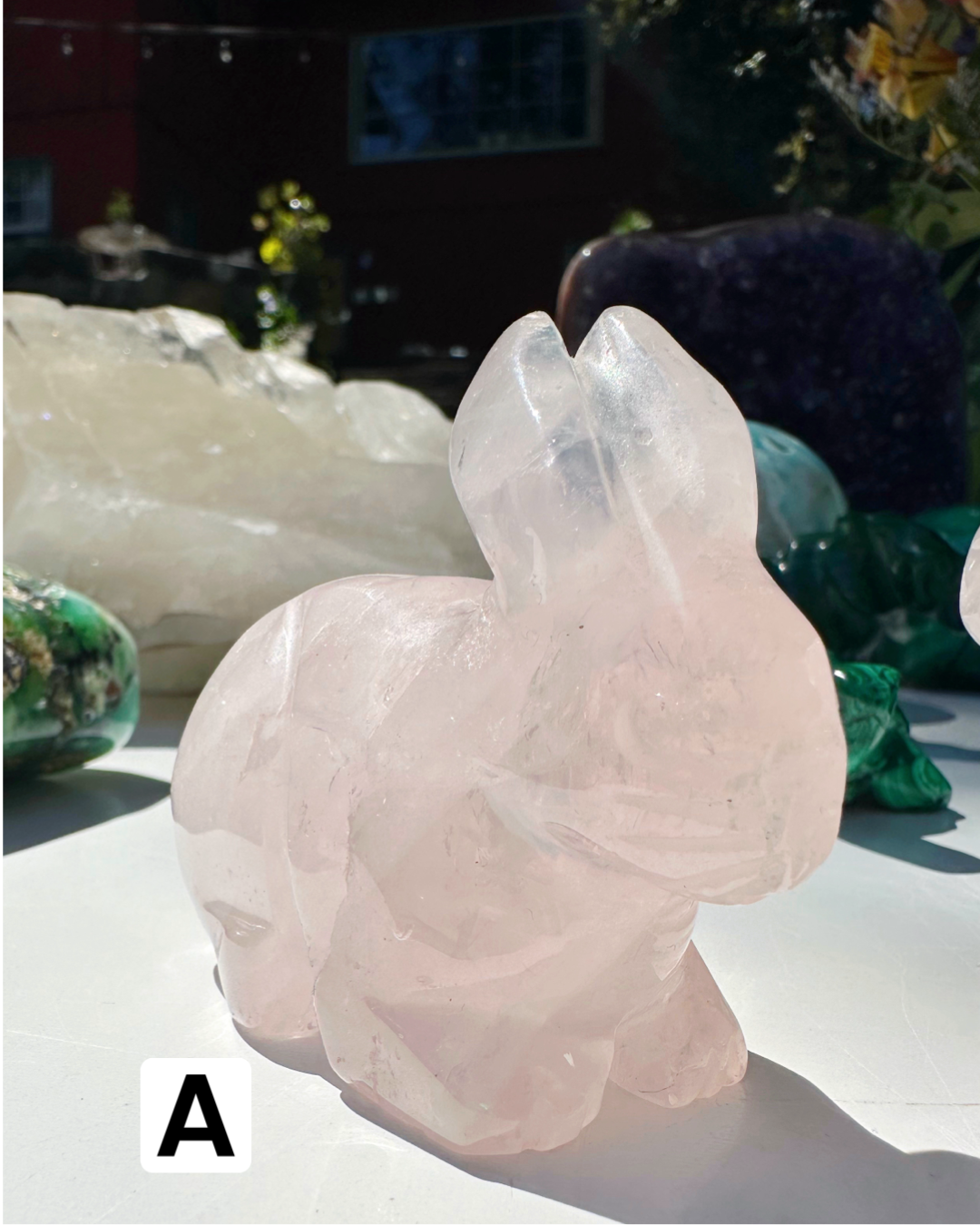 Hand Carved Rose Quartz Rabbit