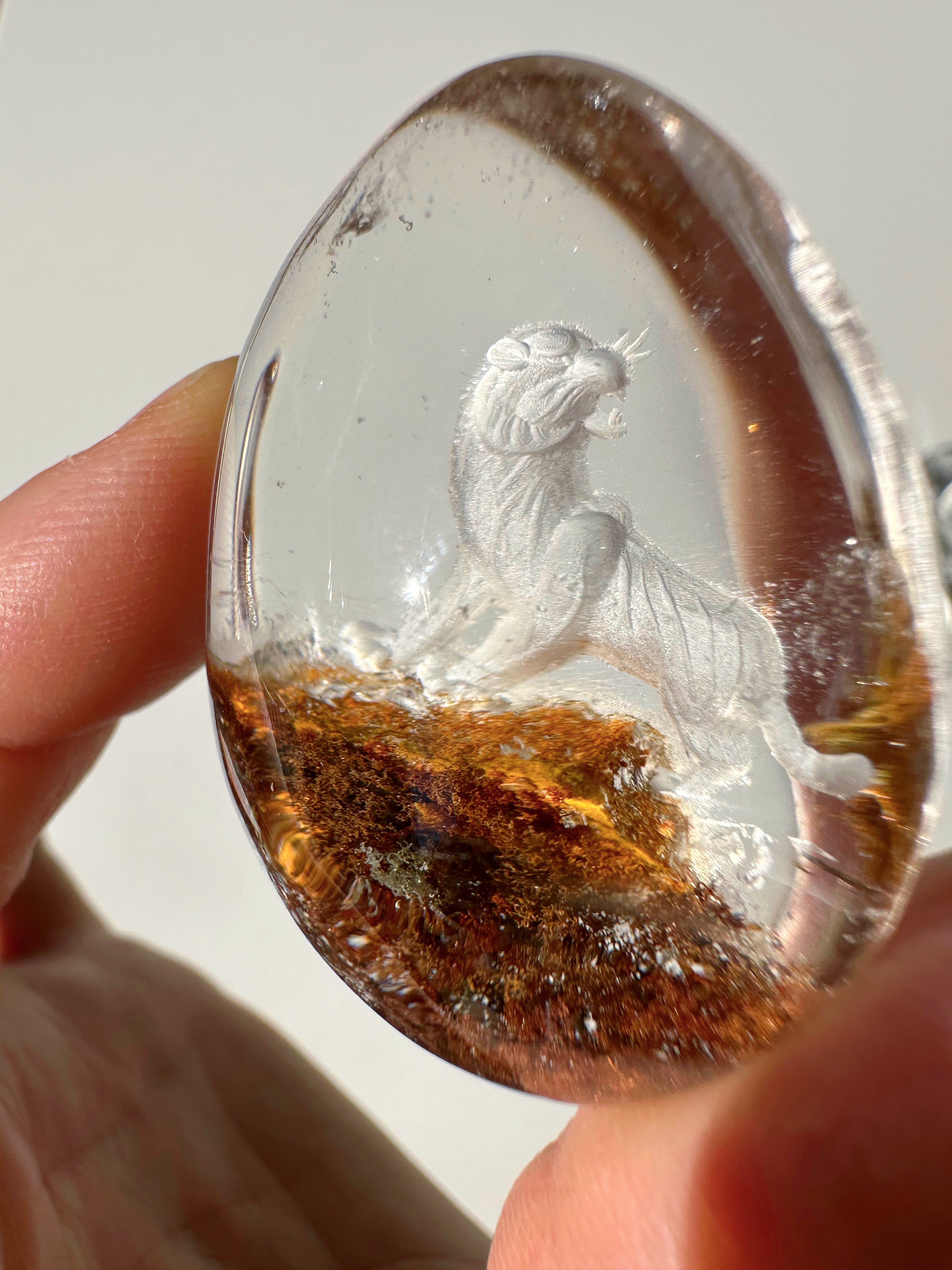 Intaglio Tiger Carved Chlorite Quartz/Garden Quartz  Cabochon Baltic Mermaid