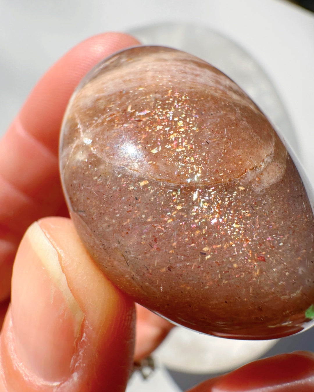 Sunstone &amp; Peach Moonstone Palm Stone - C