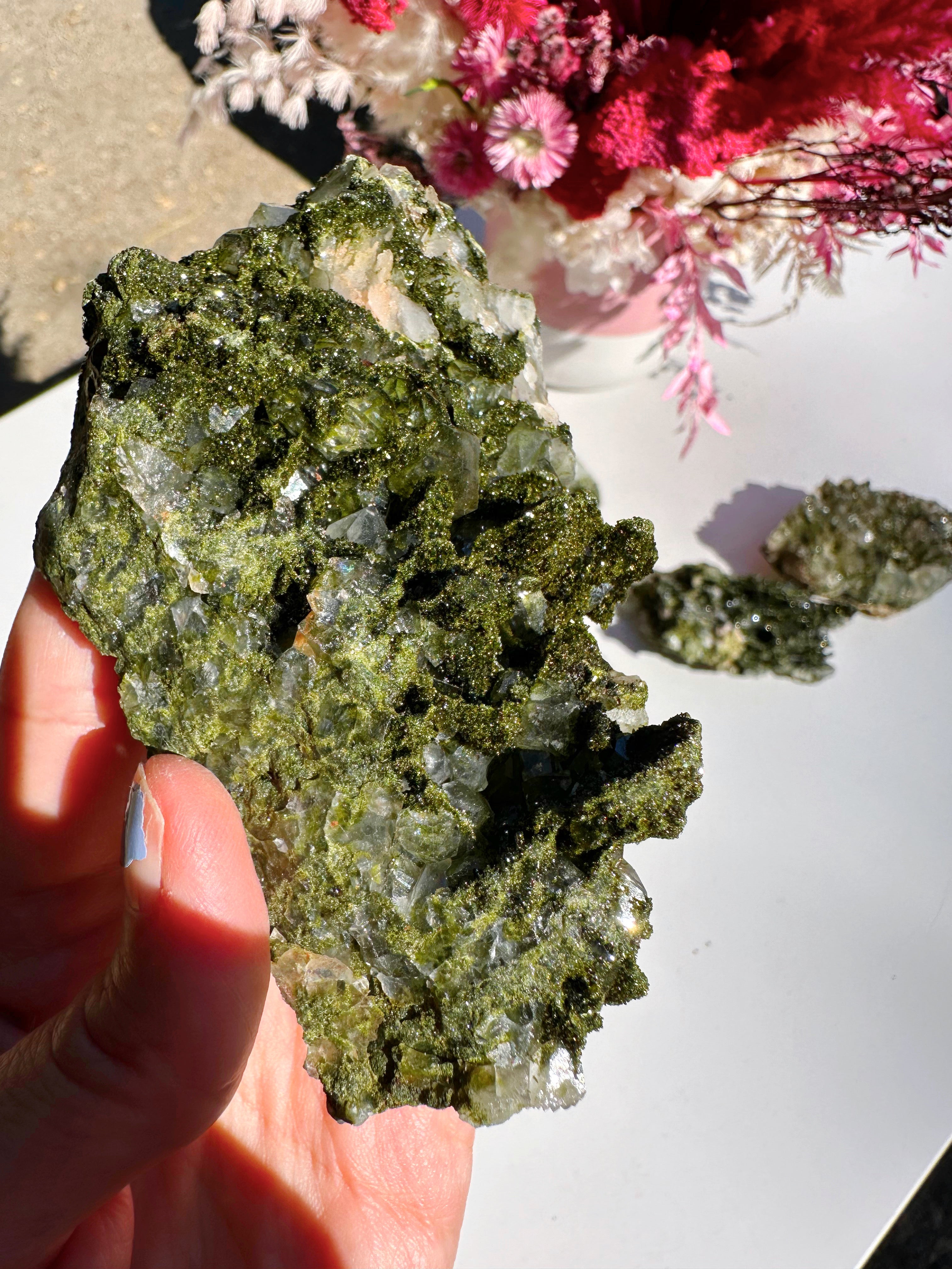 Epidote Quartz Cluster - Baltic Mermaid