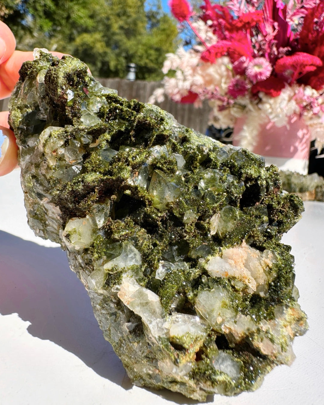 Epidote Quartz Cluster - Baltic Mermaid