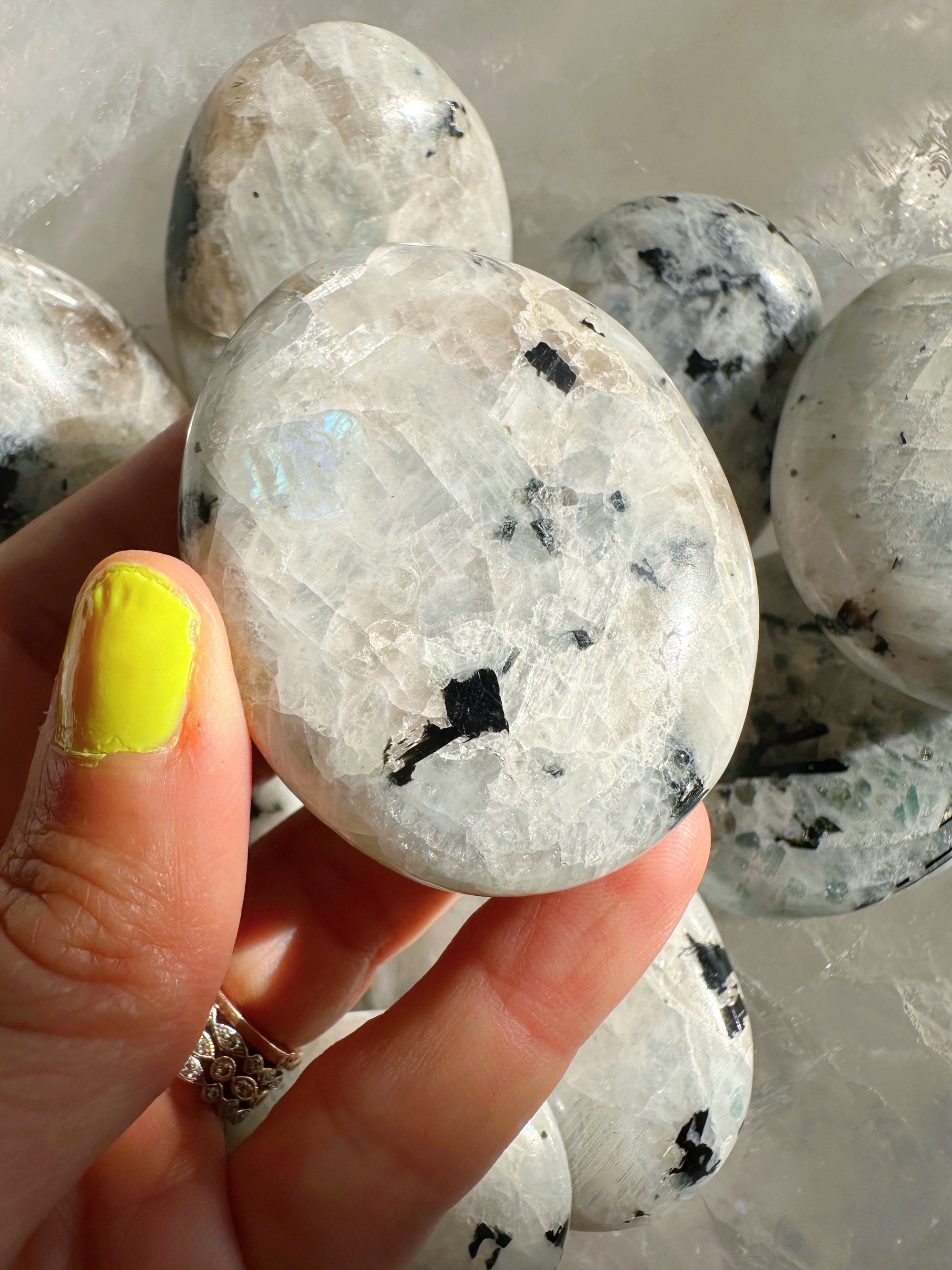 Rainbow Moonstone Palm Stones