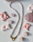 “Hand of Love” Rose Quartz Gemstone Candy Necklace