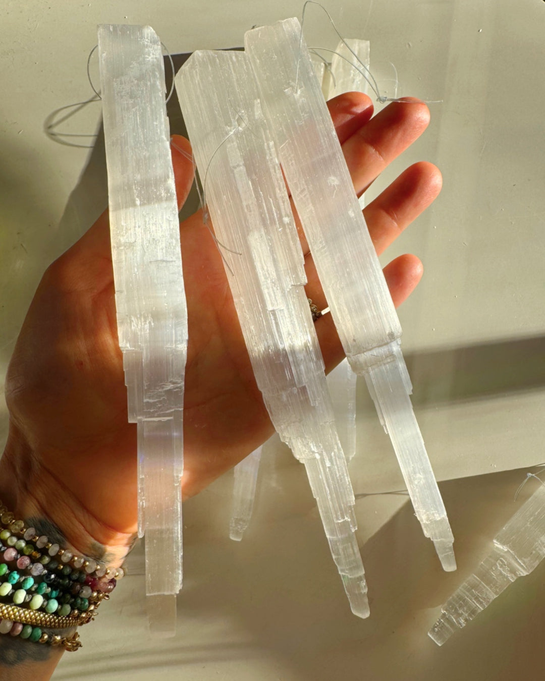 Selenite Icicle Ornaments - Set of 3