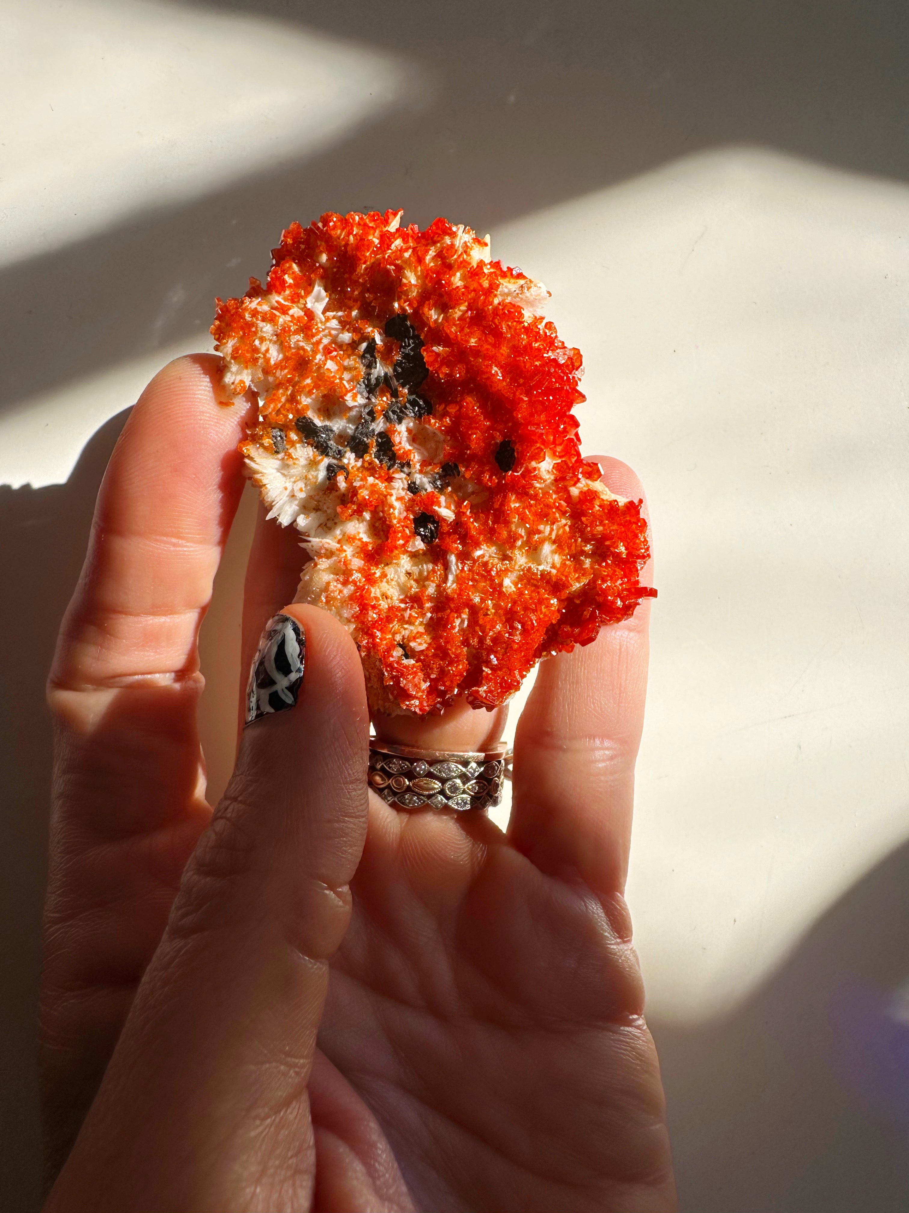 Vanadinite on Barite from Morocco - Baltic Mermaid