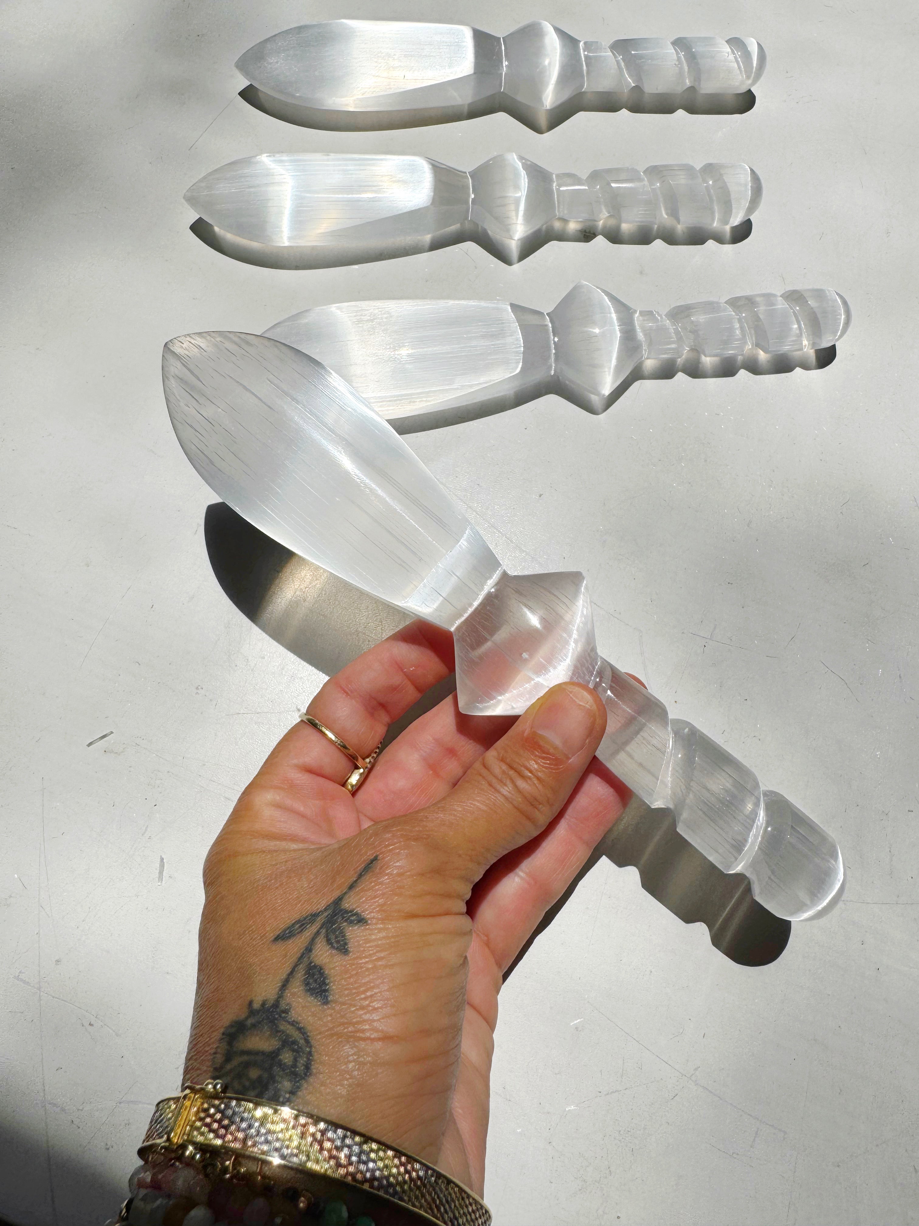 Selenite Dagger w/ Twisted Handle Baltic Mermaid