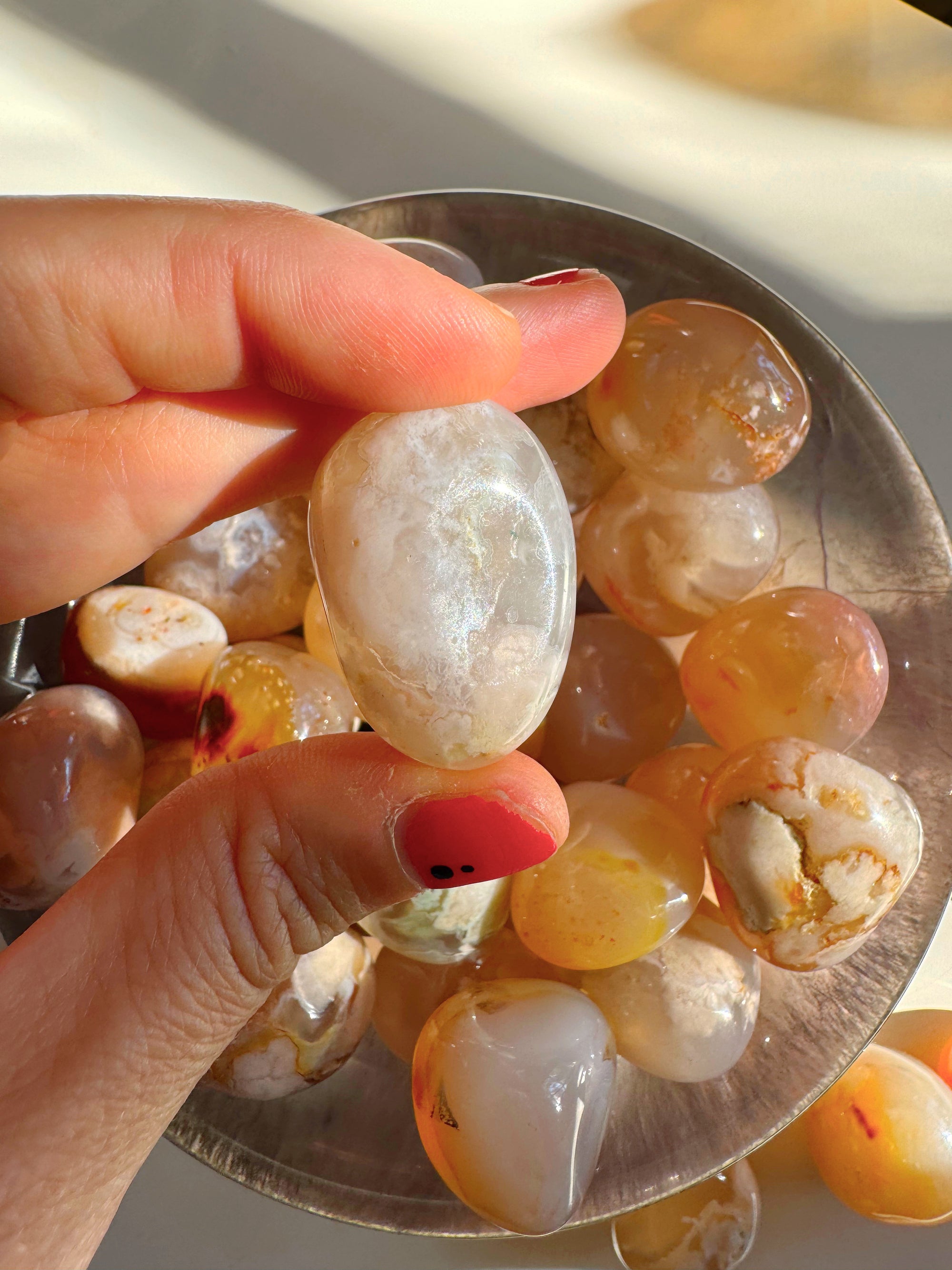 Flower Agate Tumbled Stones