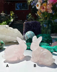 Rose Quartz Hand Carved Rabbits