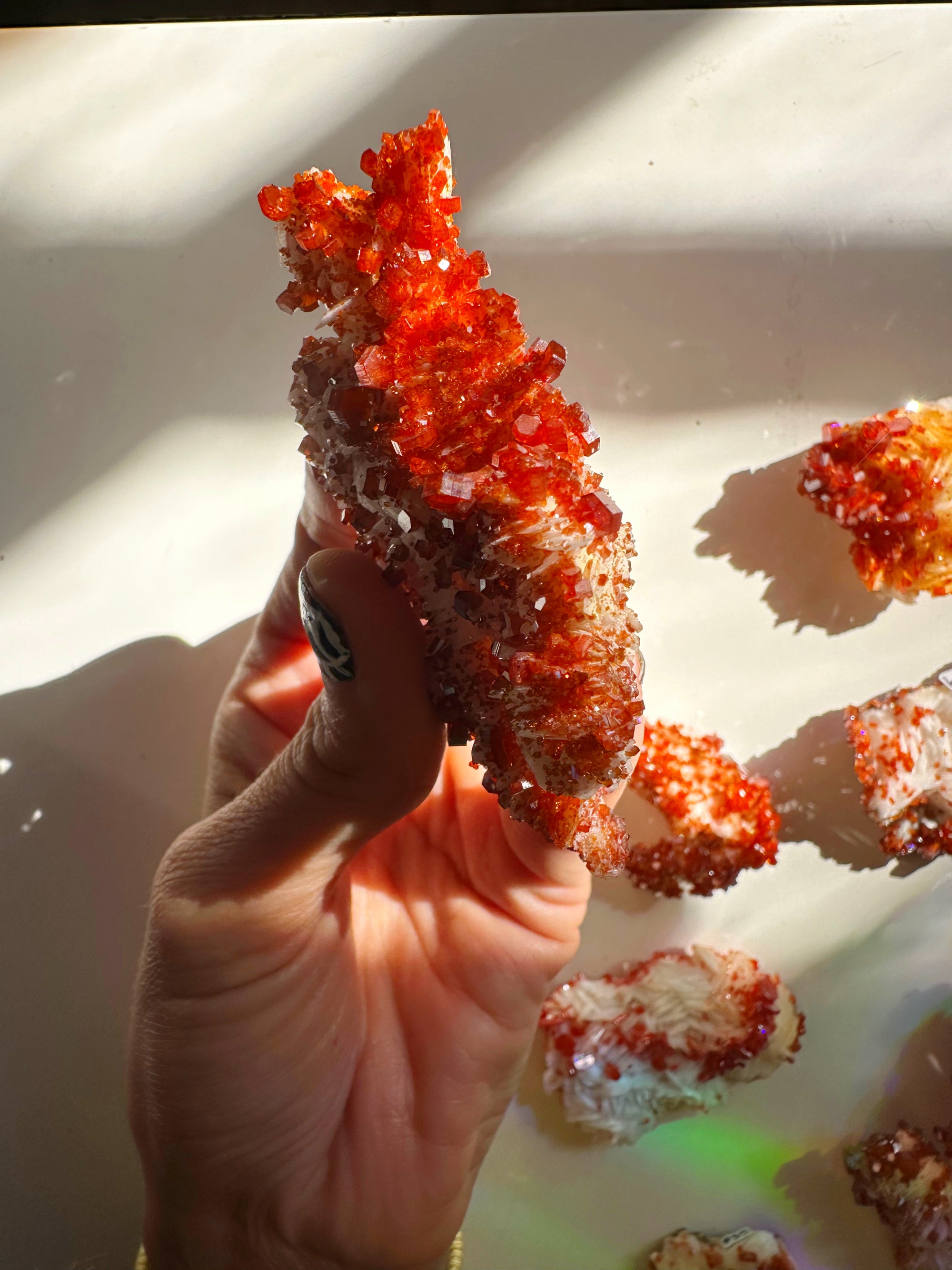 Vanadinite on Barite from Morocco