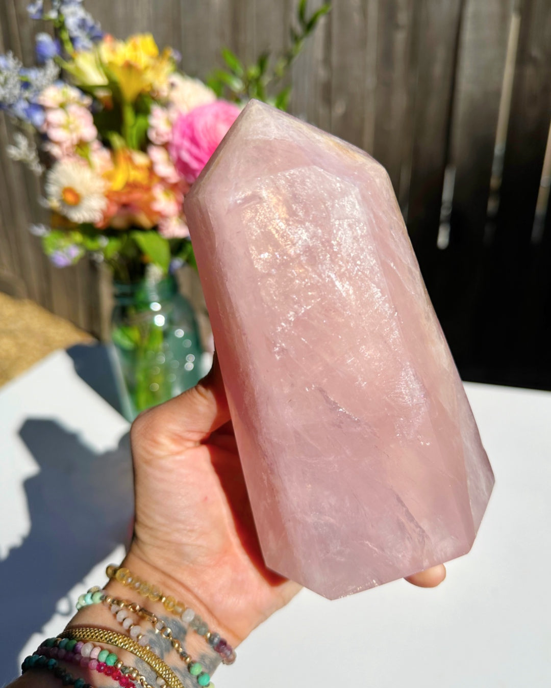 Rose Quartz Tower w/ Iron Inclusions - Baltic Mermaid