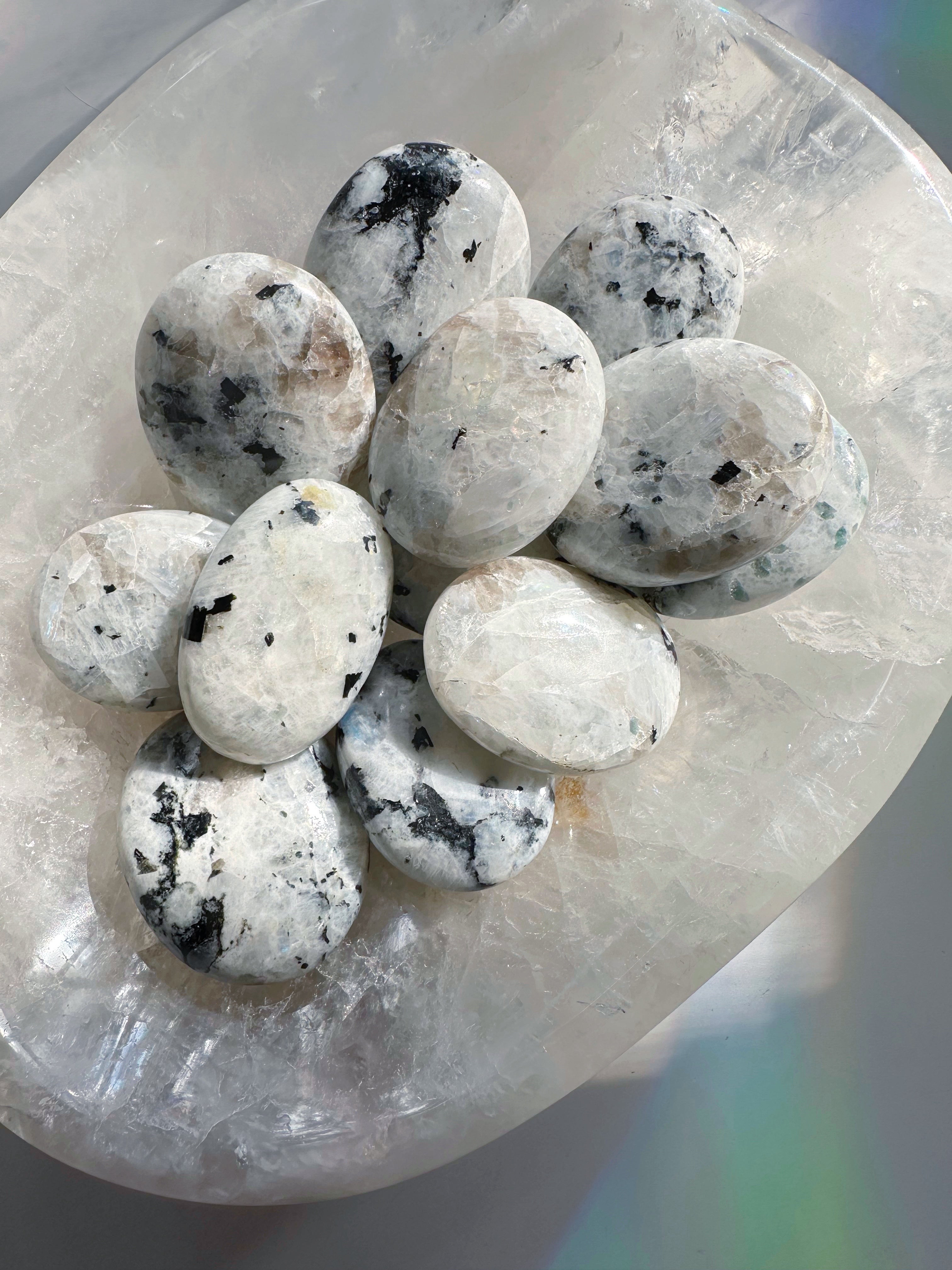 Rainbow Moonstone Palm Stones - Baltic Mermaid