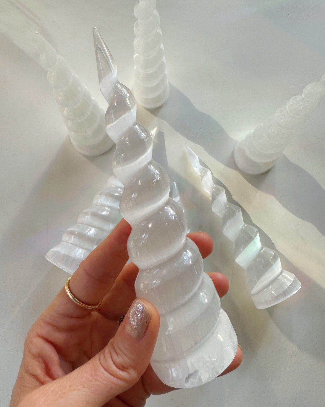 Selenite Spiral - Tall - Baltic Mermaid