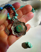 “Chelsea” - Turquoise & Sterling Silver Necklace w/ Flower  Pendant - Baltic Mermaid