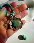 “Chelsea” - Turquoise & Sterling Silver Necklace w/ Flower  Pendant