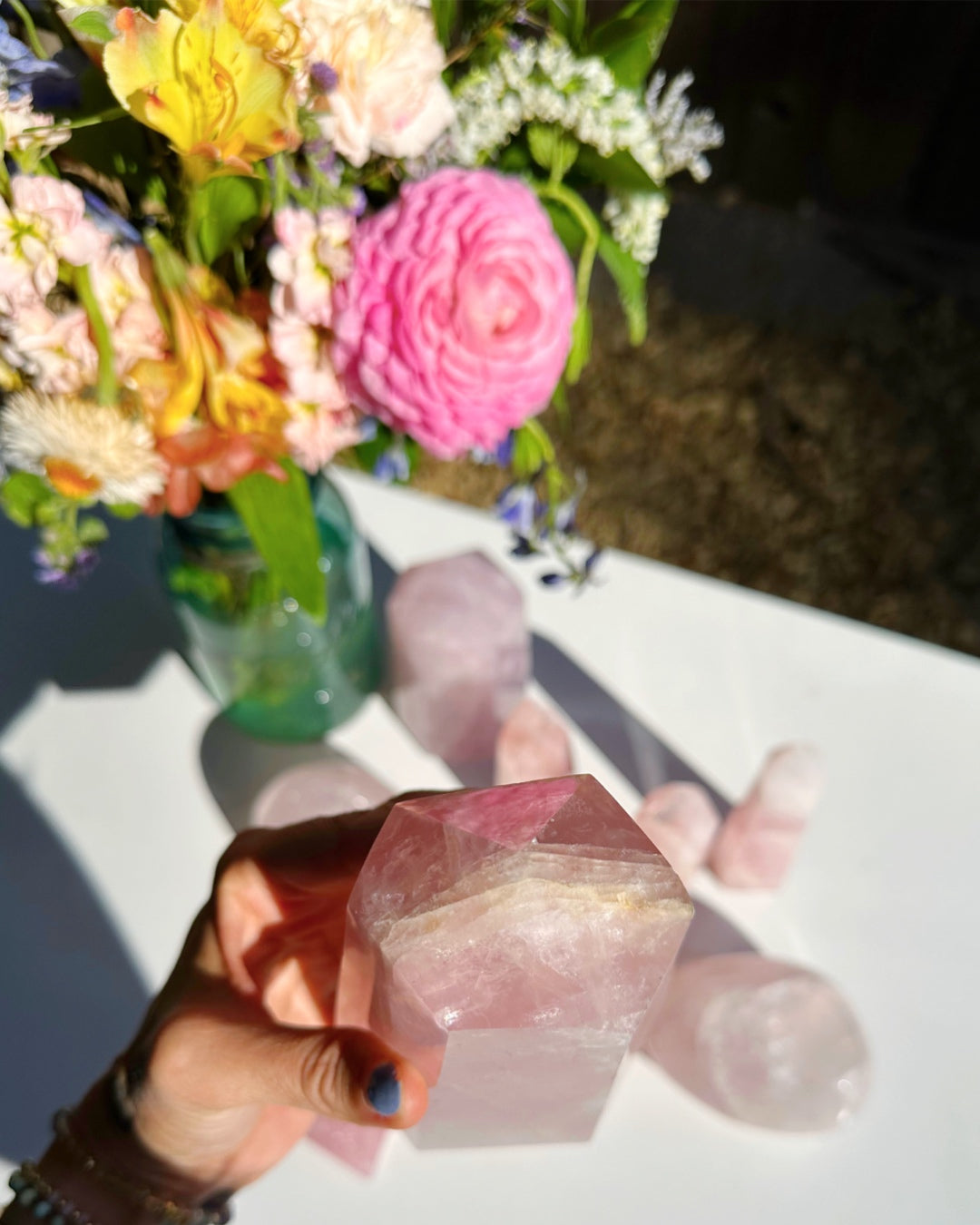 Rose Quartz Tower w/ Iron Inclusions - Baltic Mermaid