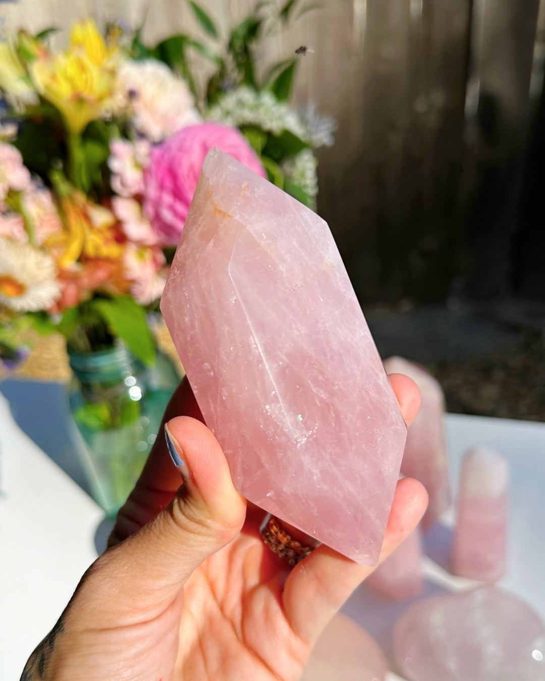 Double Terminated Rose Quartz Point w/ Iron Inclusions