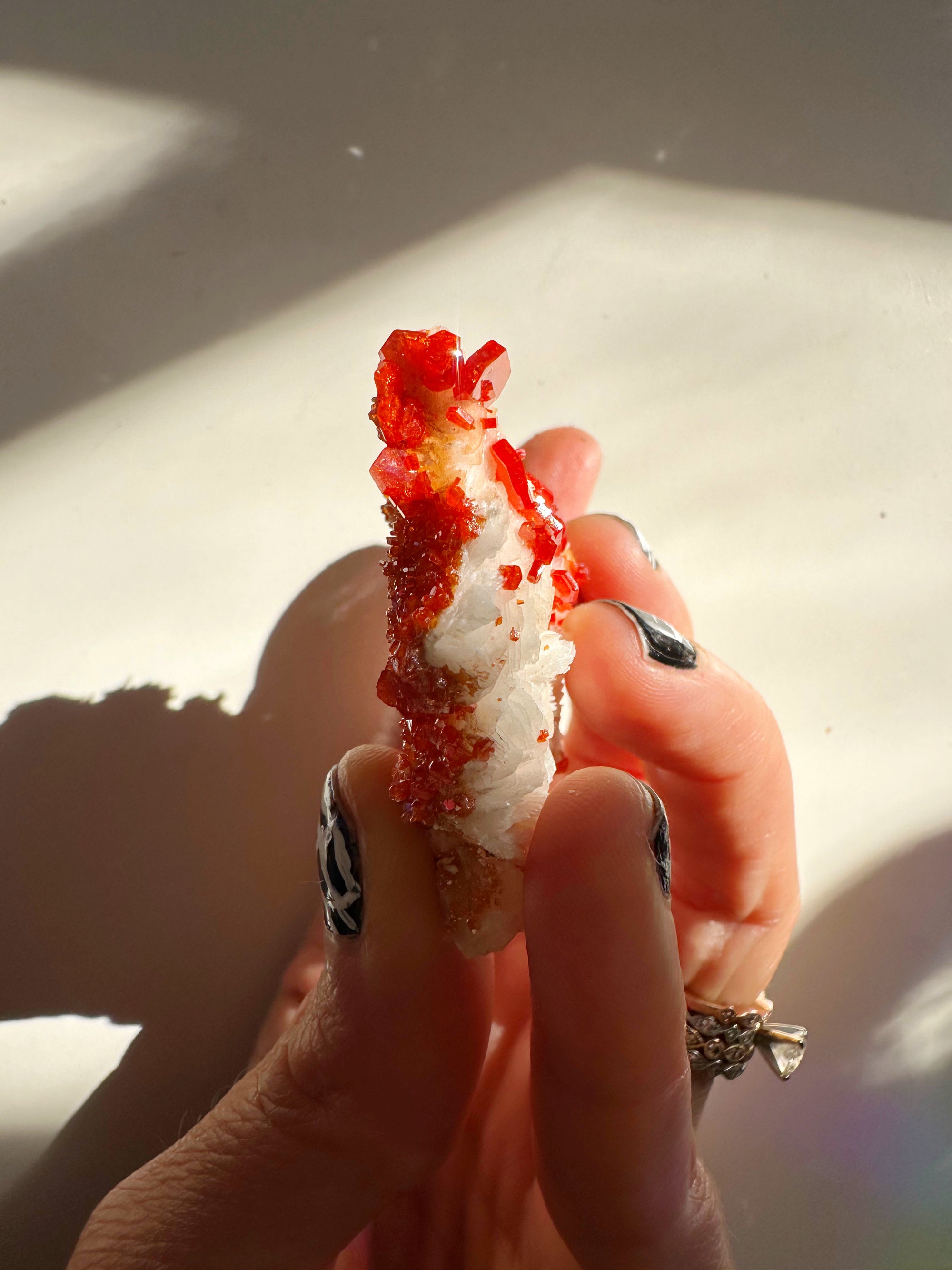 Vanadinite on Barite from Morocco