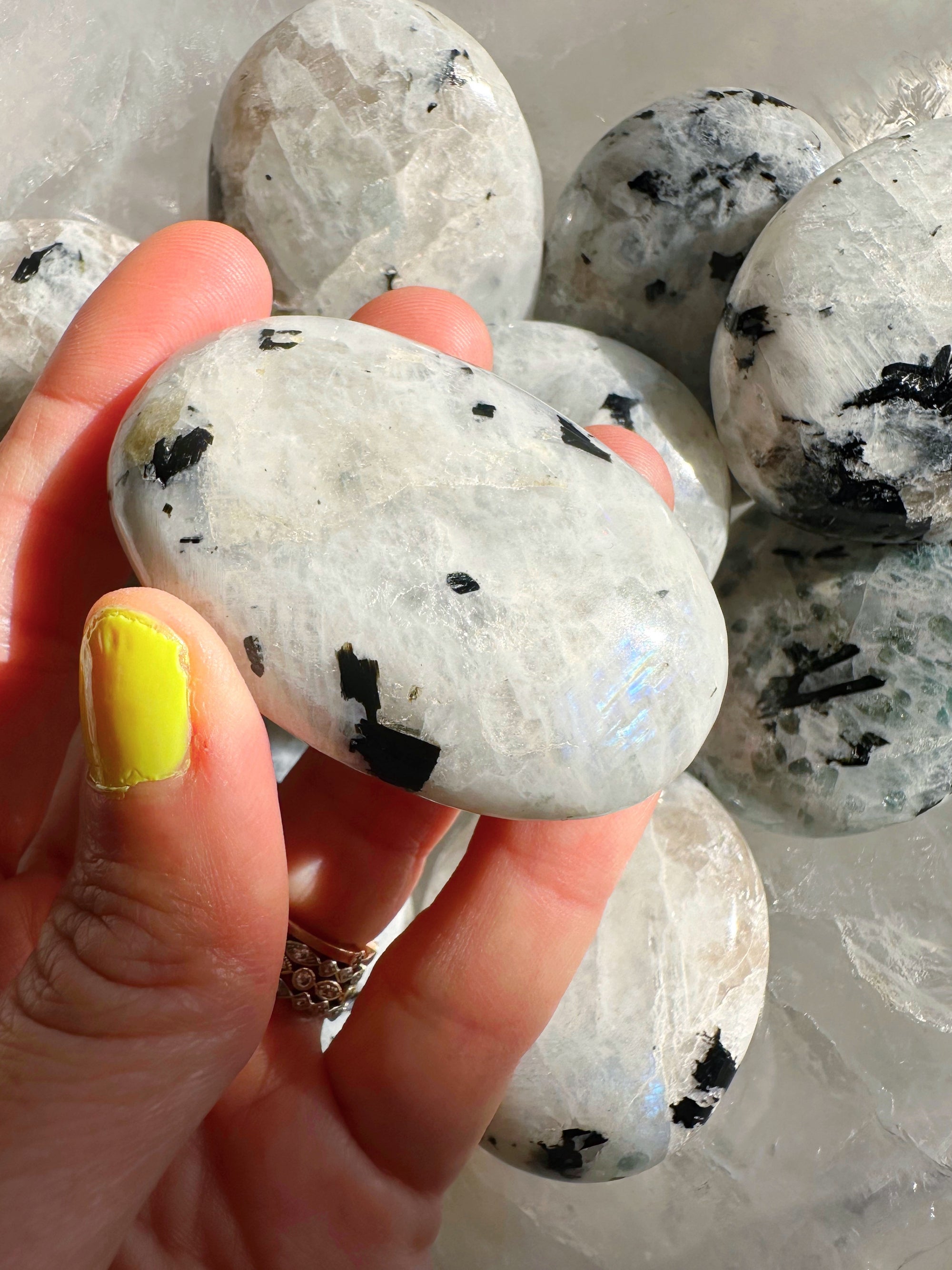 Rainbow Moonstone Palm Stones