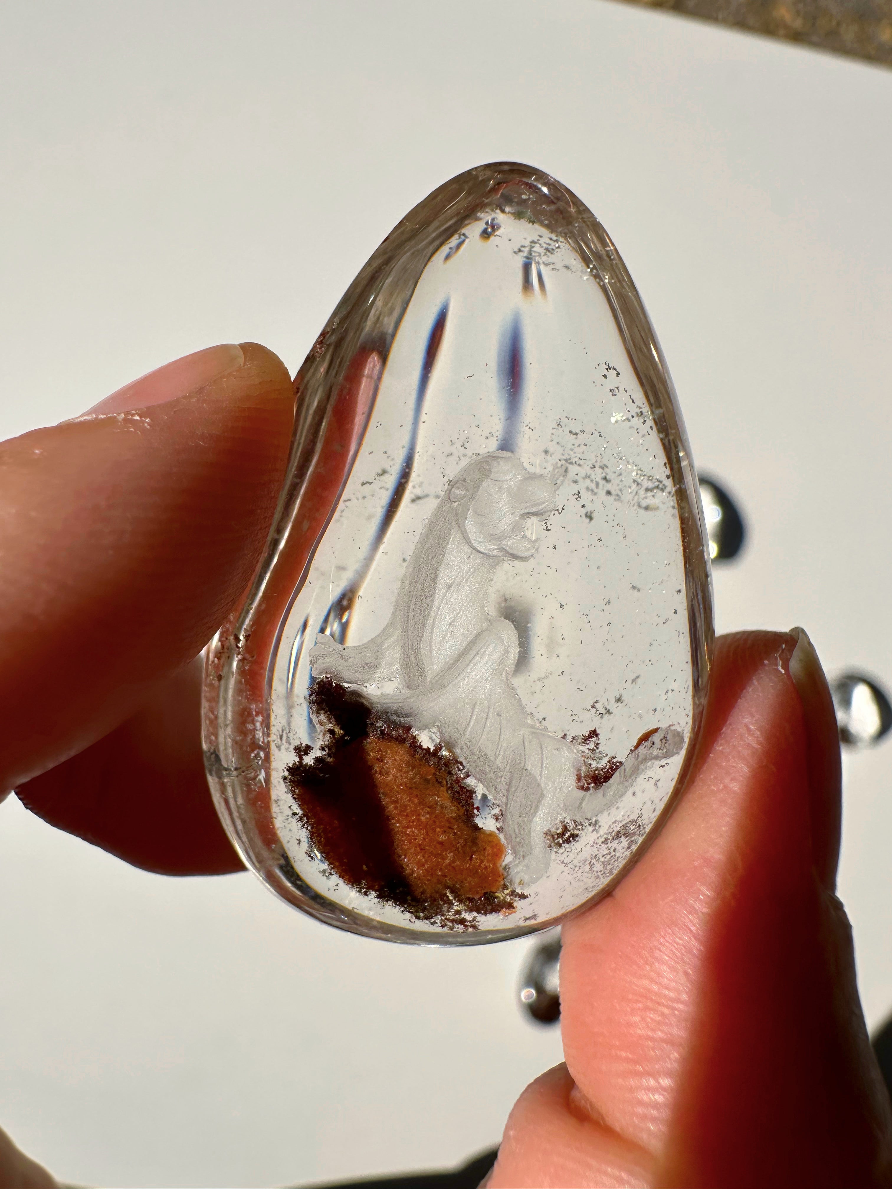 Intaglio Tiger Carved Chlorite Quartz/Garden Quartz  Cabochon Baltic Mermaid