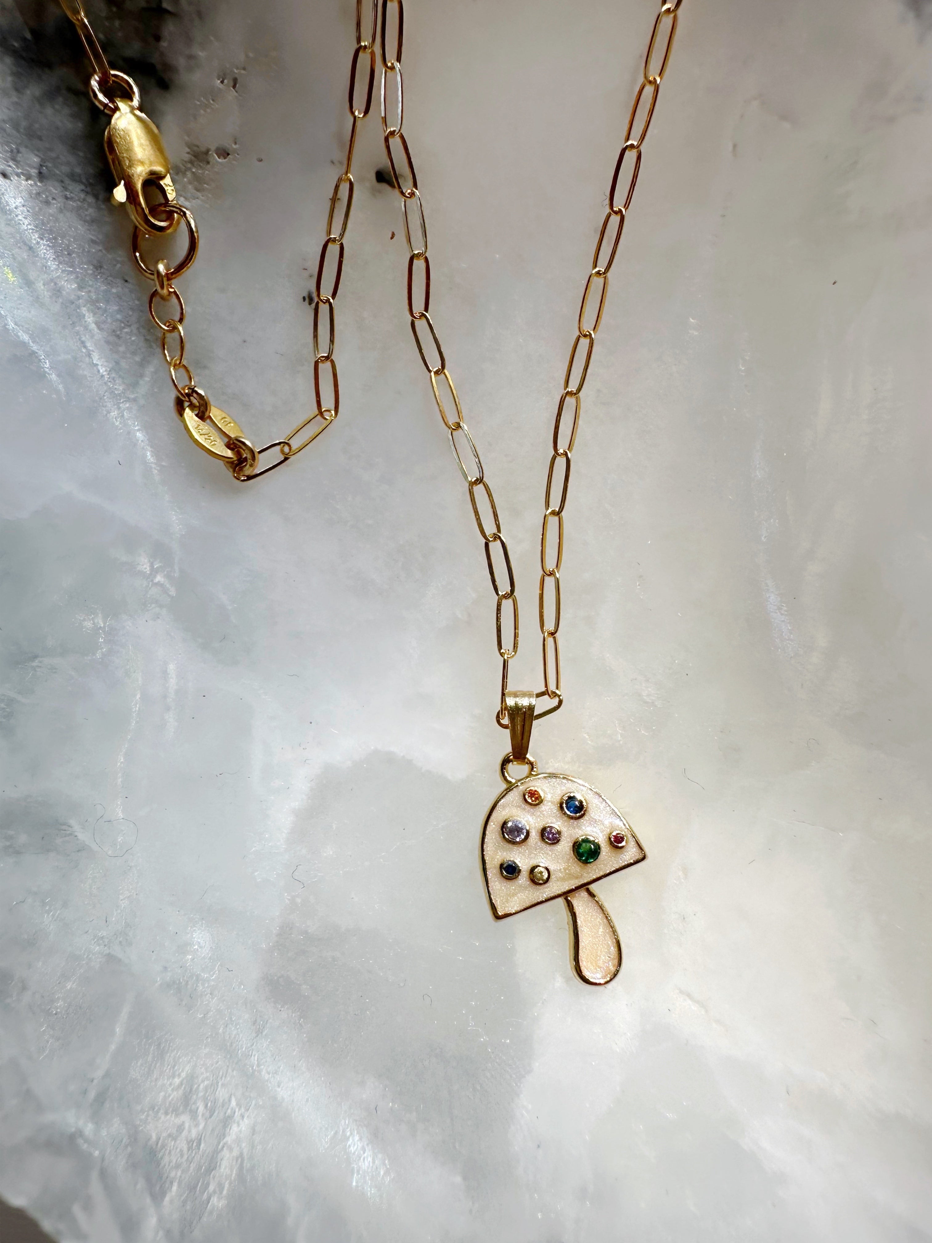 Mellow Mushroom Gold Filled Necklace - Baltic Mermaid