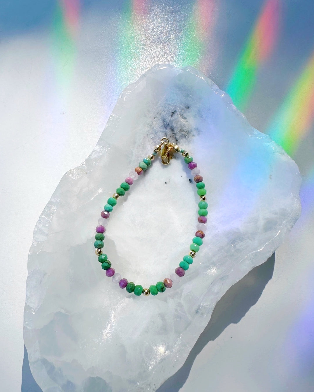 Topanga Gemstone & 14k GF Candy  Bracelet - Baltic Mermaid