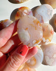 Flower Agate Flat Palm Stones