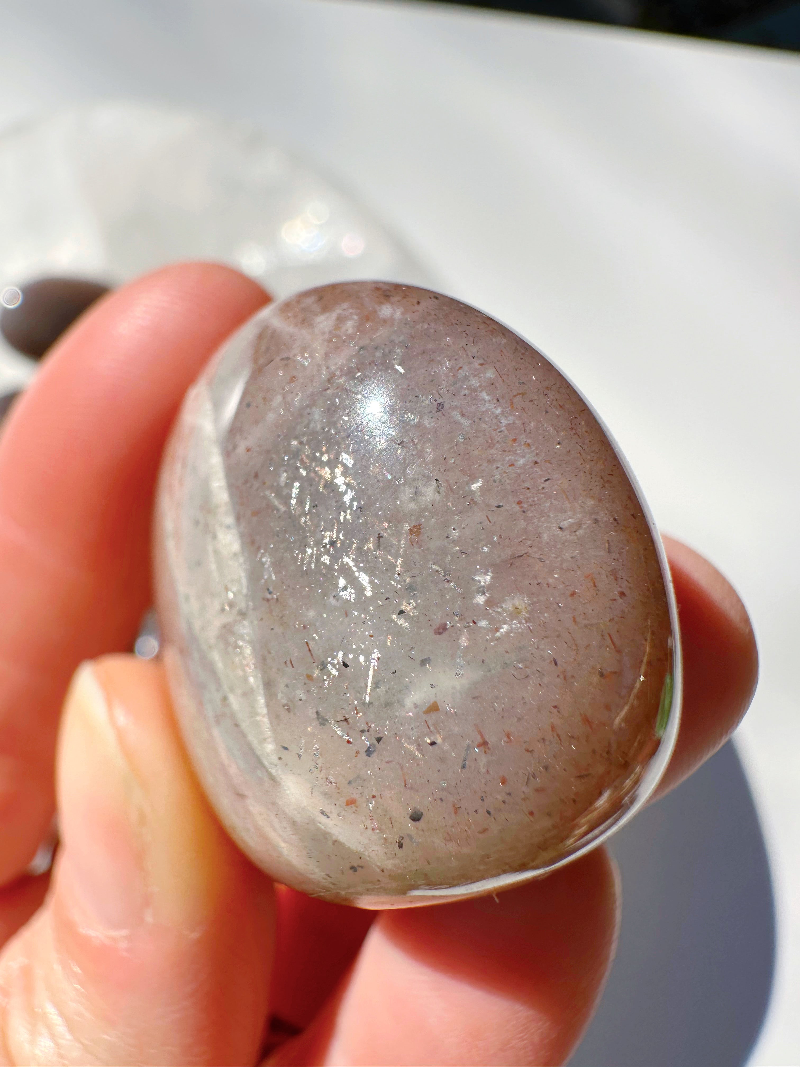 Sunstone & Peach Moonstone Palm Stone - D - Baltic Mermaid
