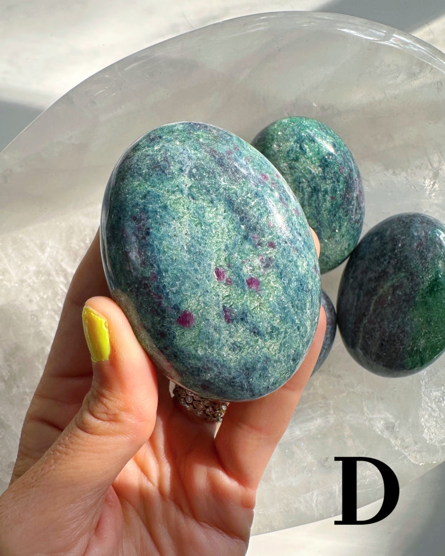 Ruby in Fuchsite with Blue Kyanite Palm Stones