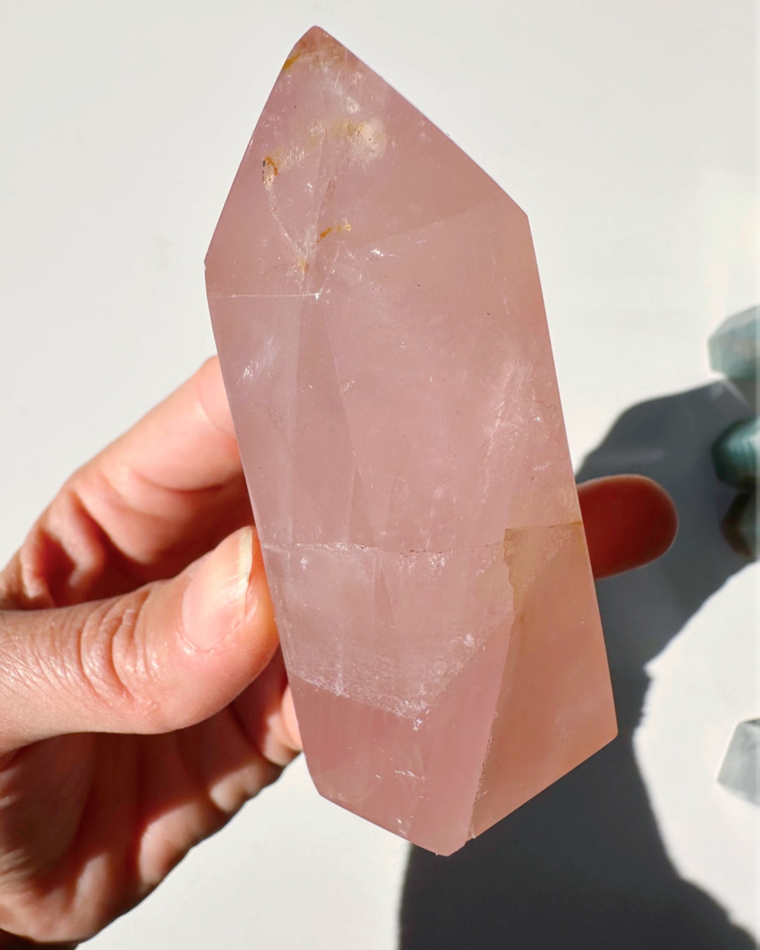 Rose Quartz Tower w/ Iron Inclusions