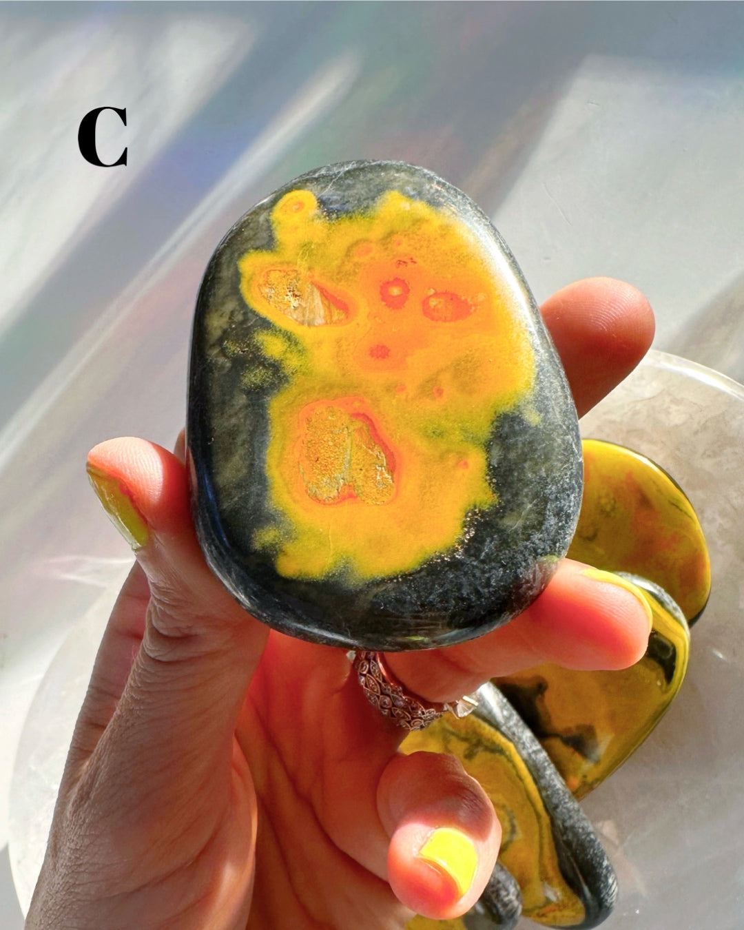 Bumblebee Jasper Palm Stones