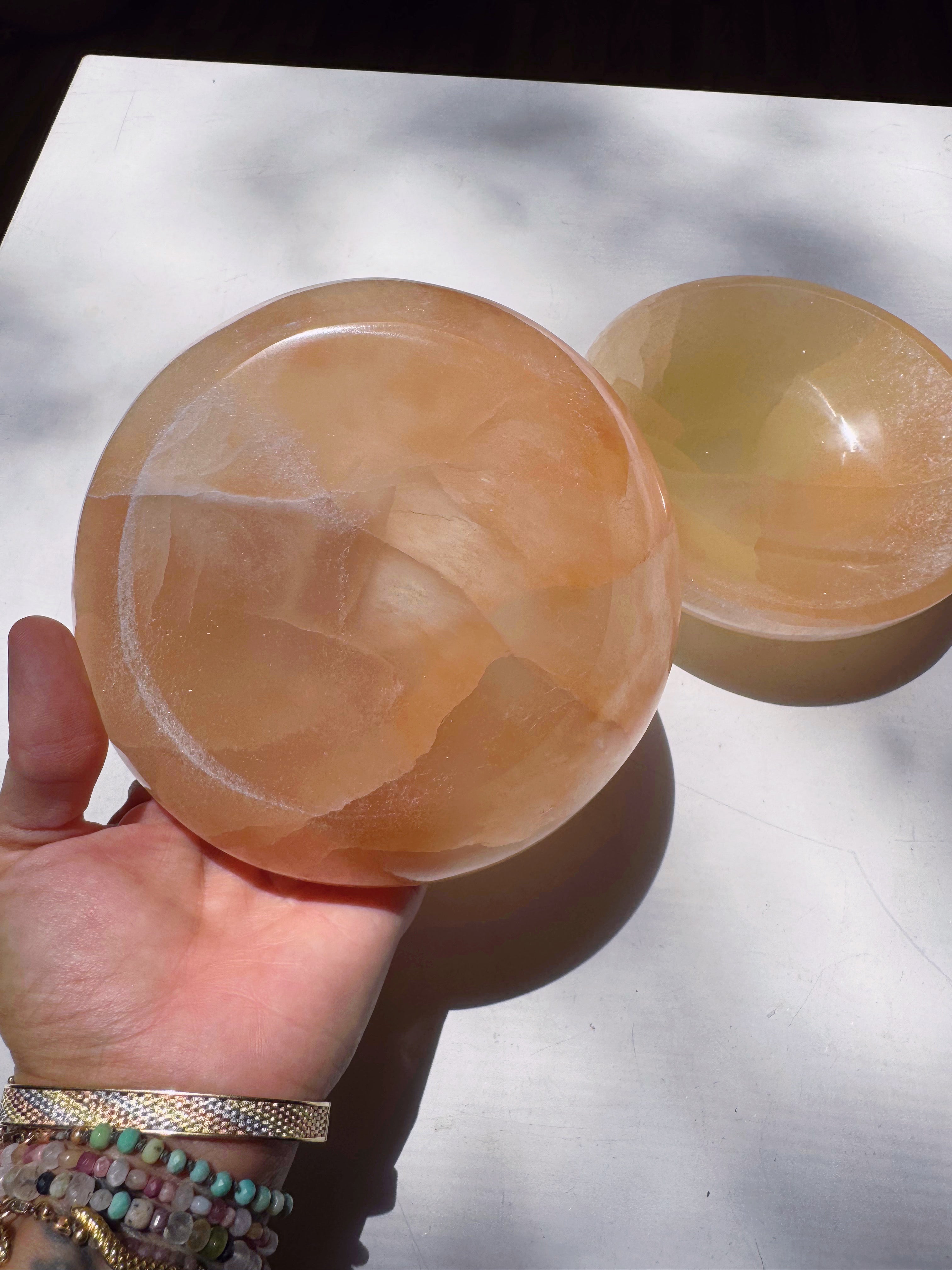Peach Selenite Bowl Baltic Mermaid