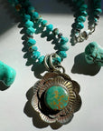 “Chelsea” - Turquoise & Sterling Silver Necklace w/ Flower  Pendant