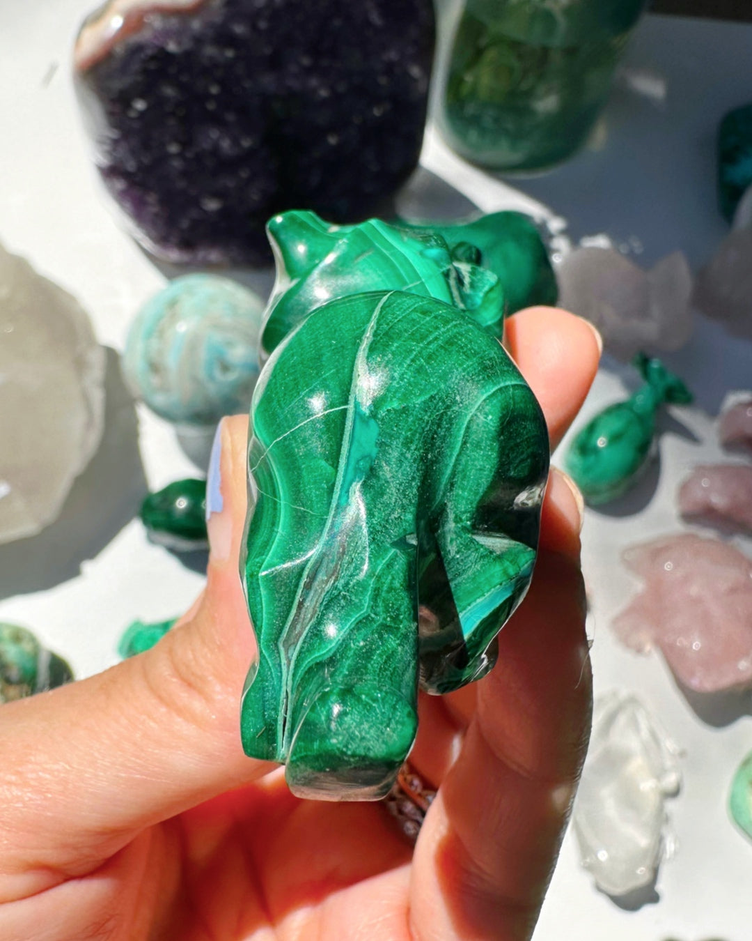 Hand Carved Malachite Lion