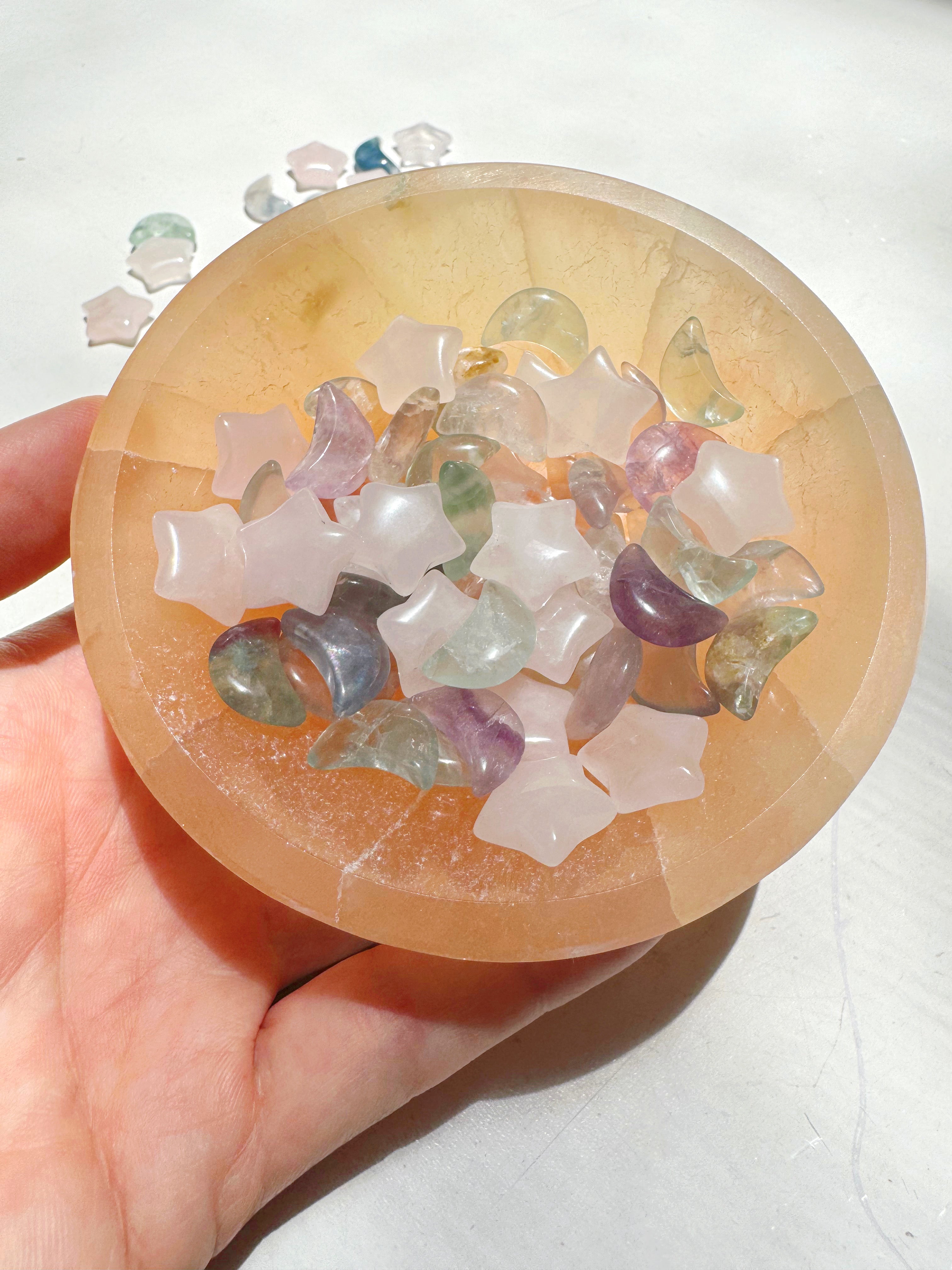 Mini Rose Quartz Stars & Fluorite Moons Baltic Mermaid