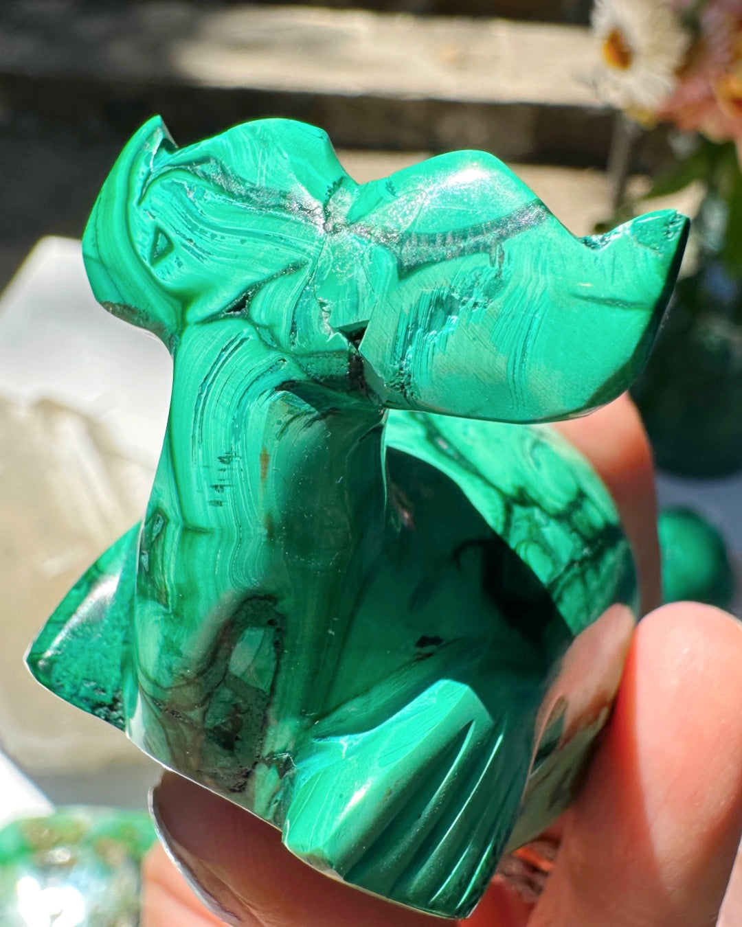 Hand Carved Malachite Whale