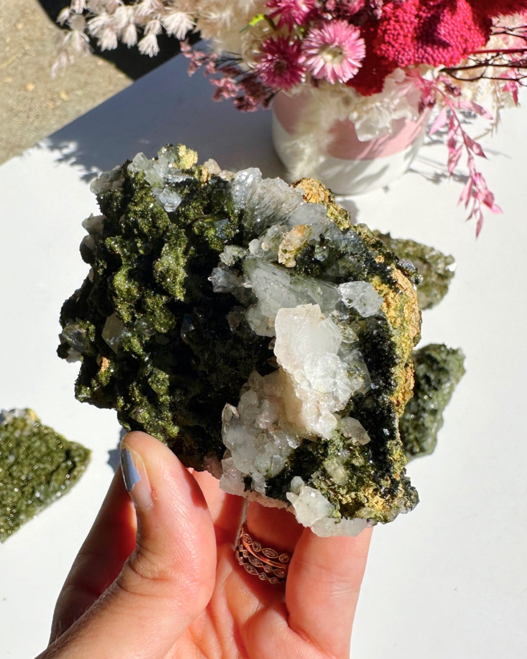 Epidote Quartz Cluster