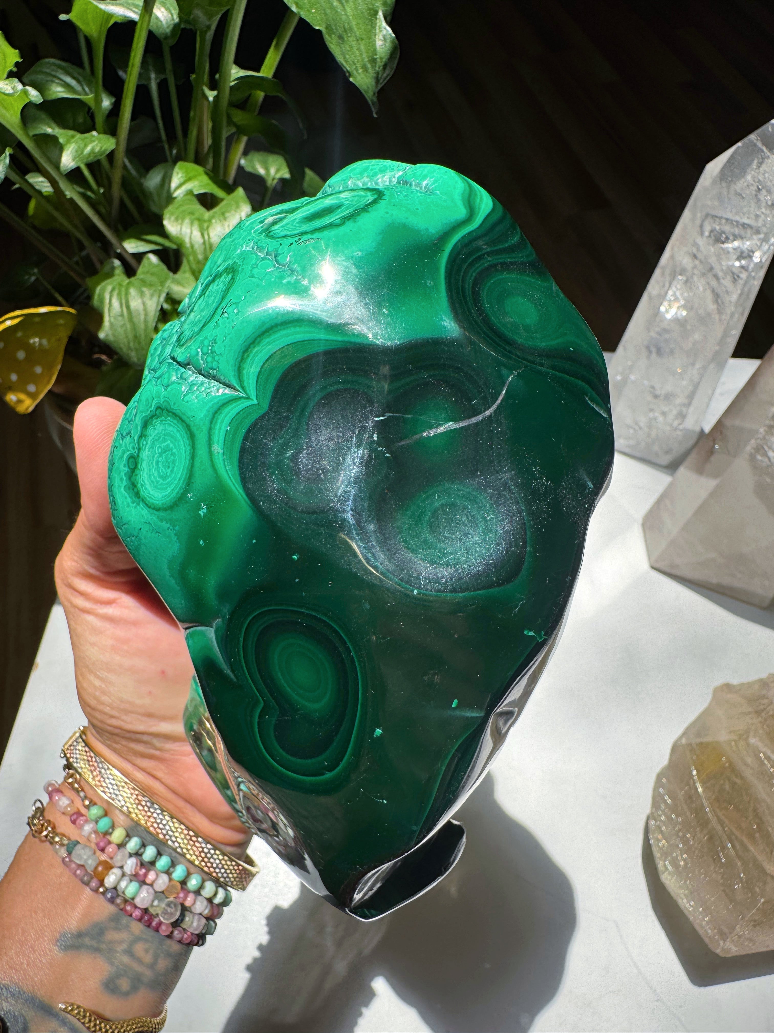Large Polished Malachite Baltic Mermaid