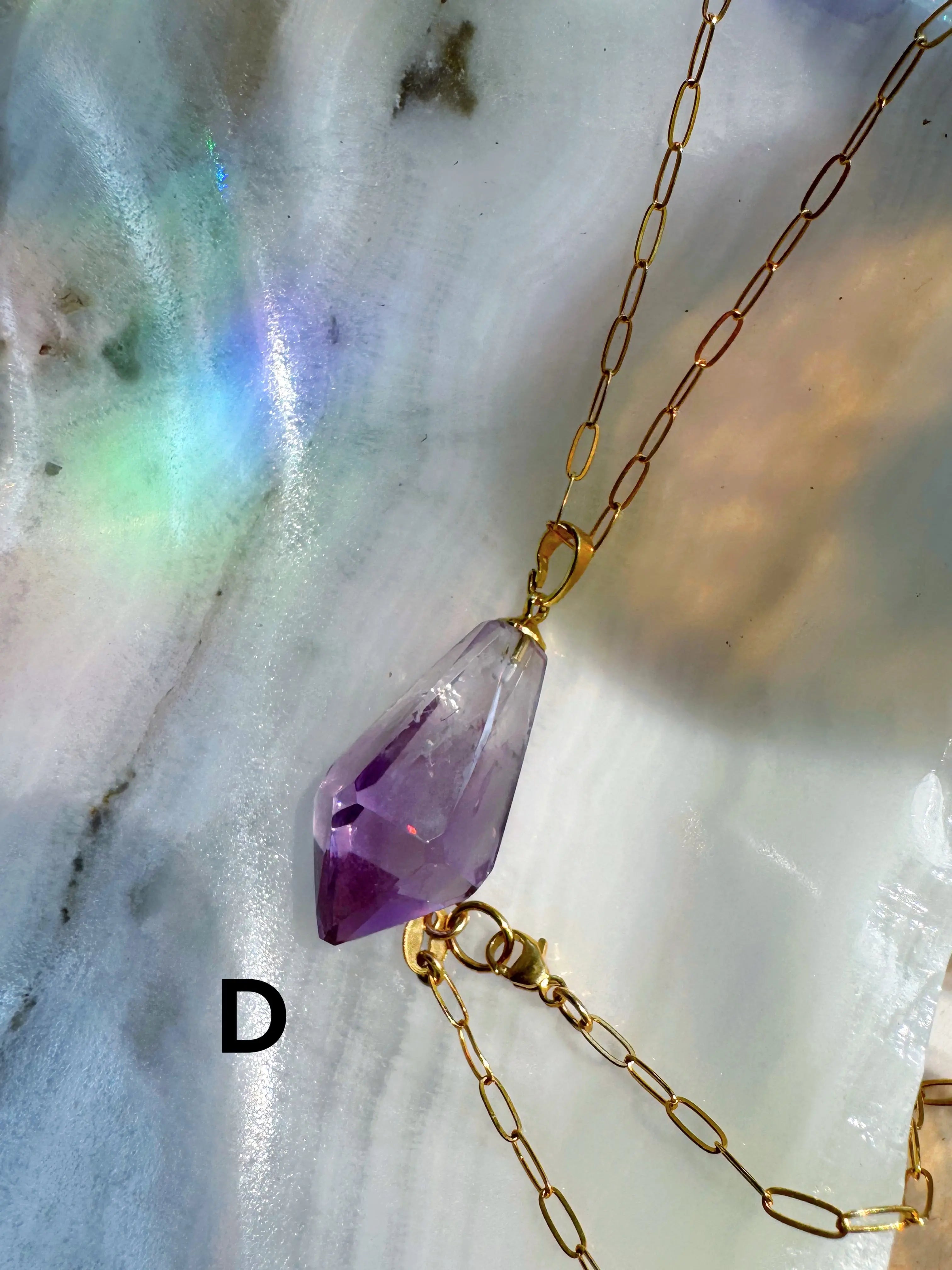 AAA Rose de France Amethyst Pendant 14k Gold Filled Necklace Baltic Mermaid