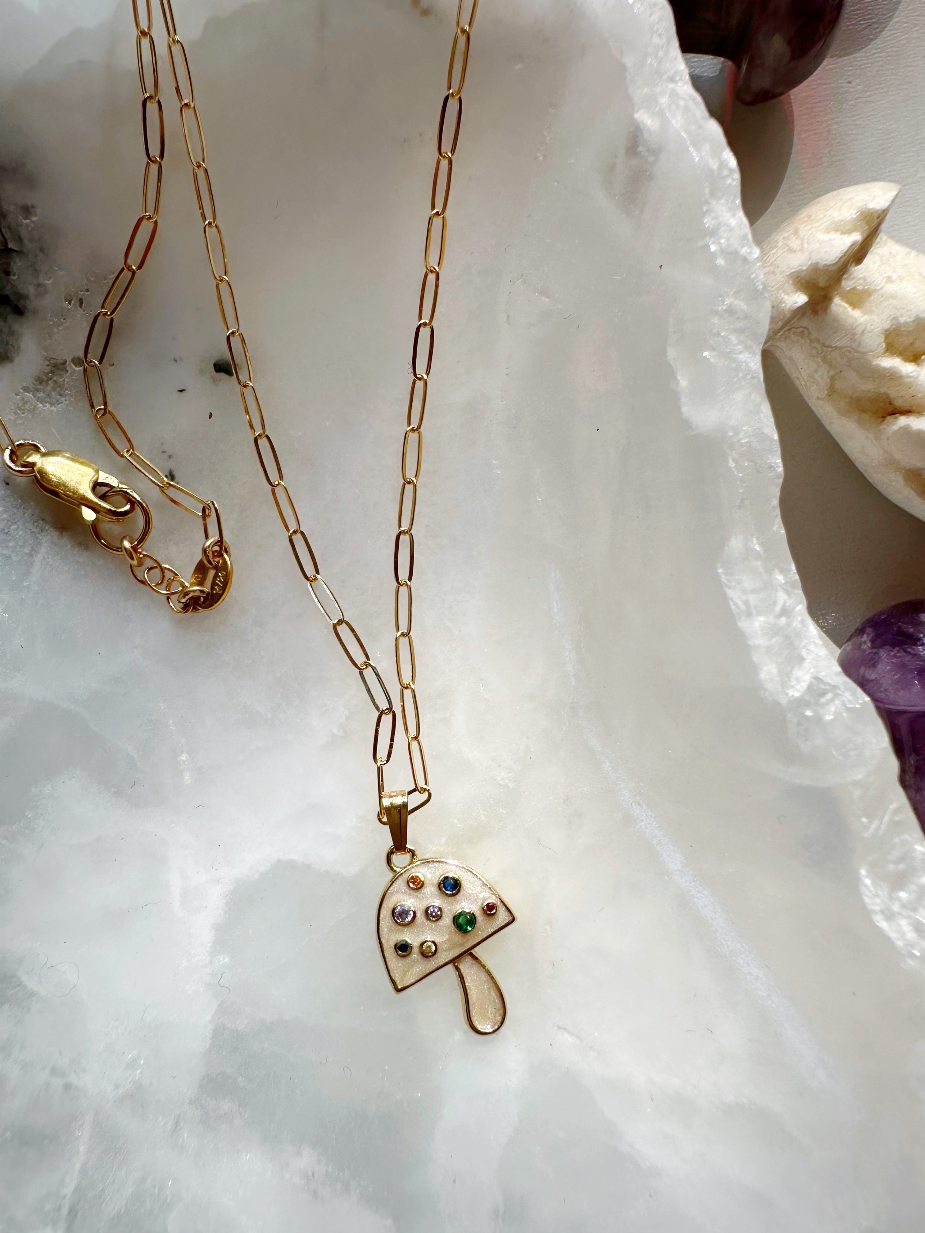 Mellow Mushroom Gold Filled Necklace - Baltic Mermaid