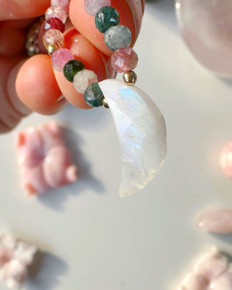 “Chanda” -Multi Tourmaline & Moonstone Gemstone Candy Necklace
