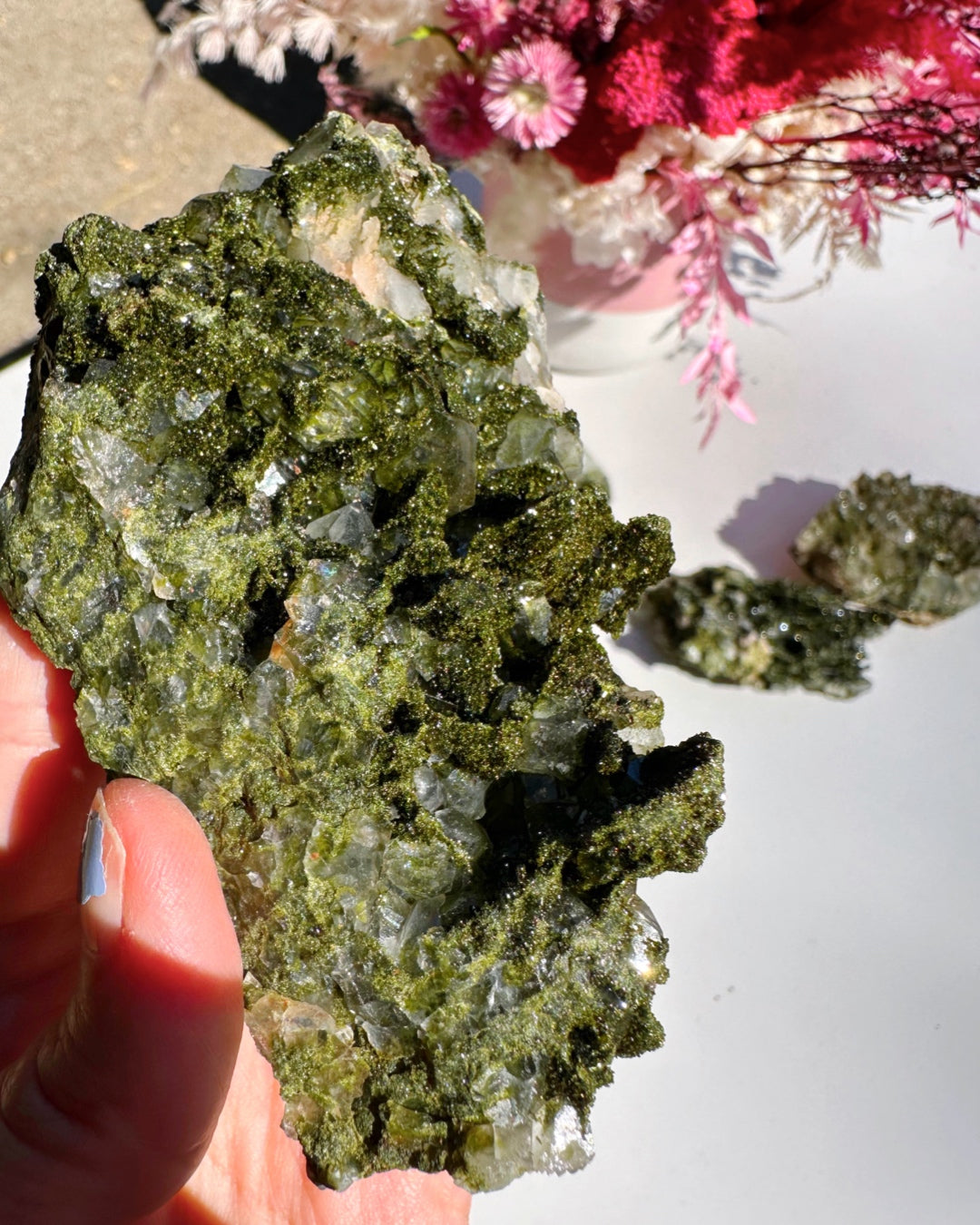 Epidote Quartz Cluster - Baltic Mermaid