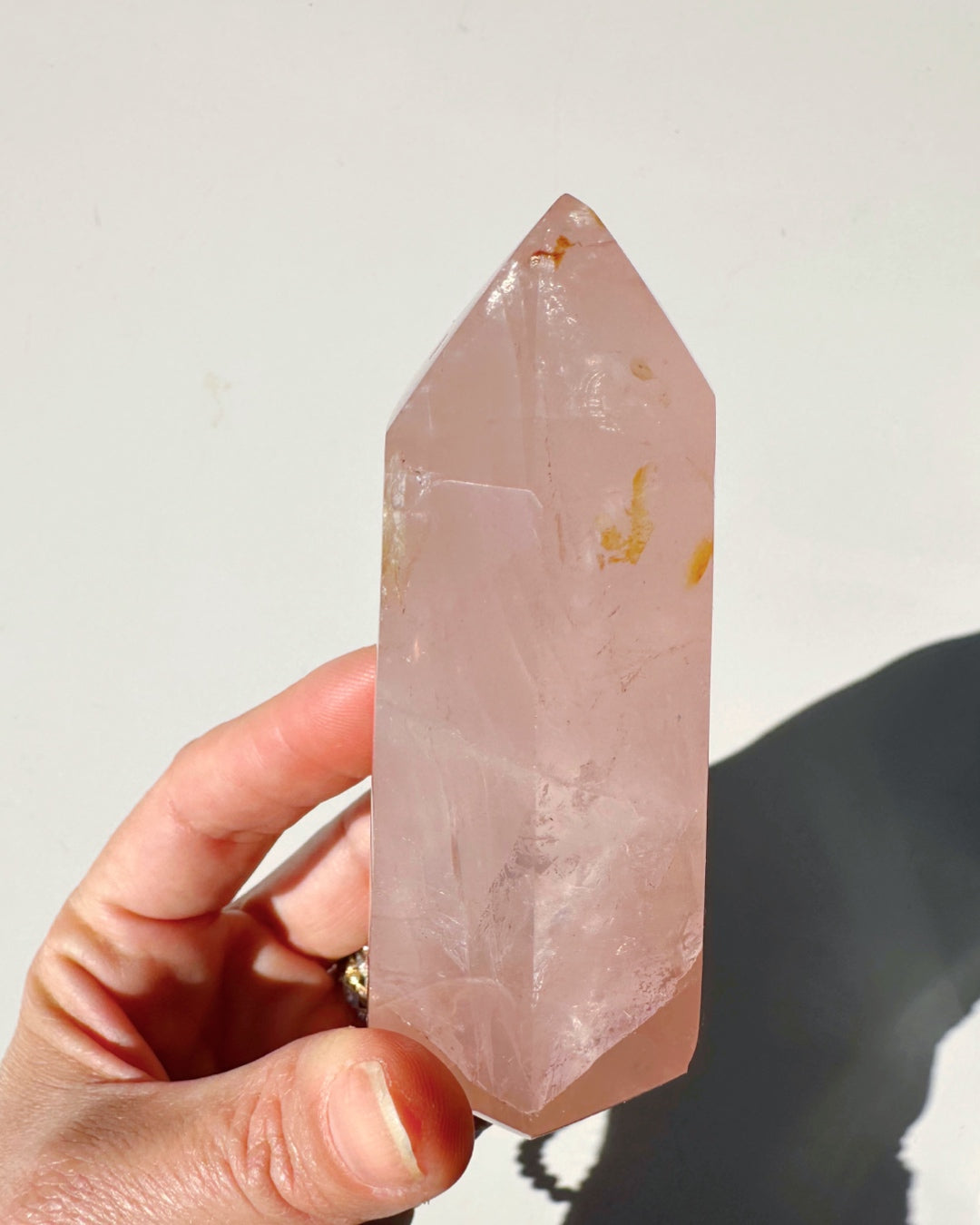 Rose Quartz Tower w/ Iron Inclusions