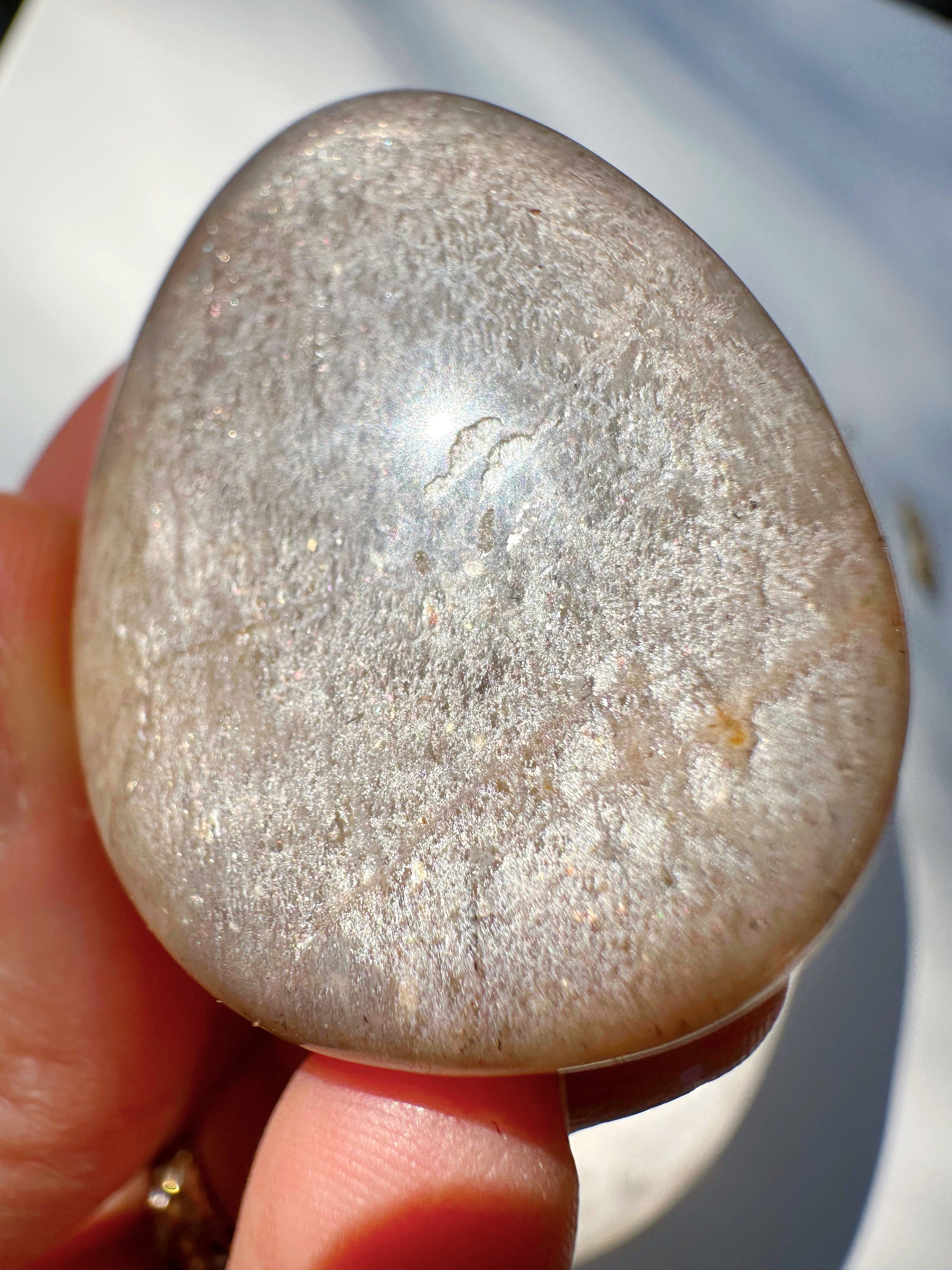 Sunstone &amp; Peach Moonstone Palm Stone - M