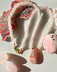 Rhodochrosite & Rose Quartz Gemstone Candy Necklace