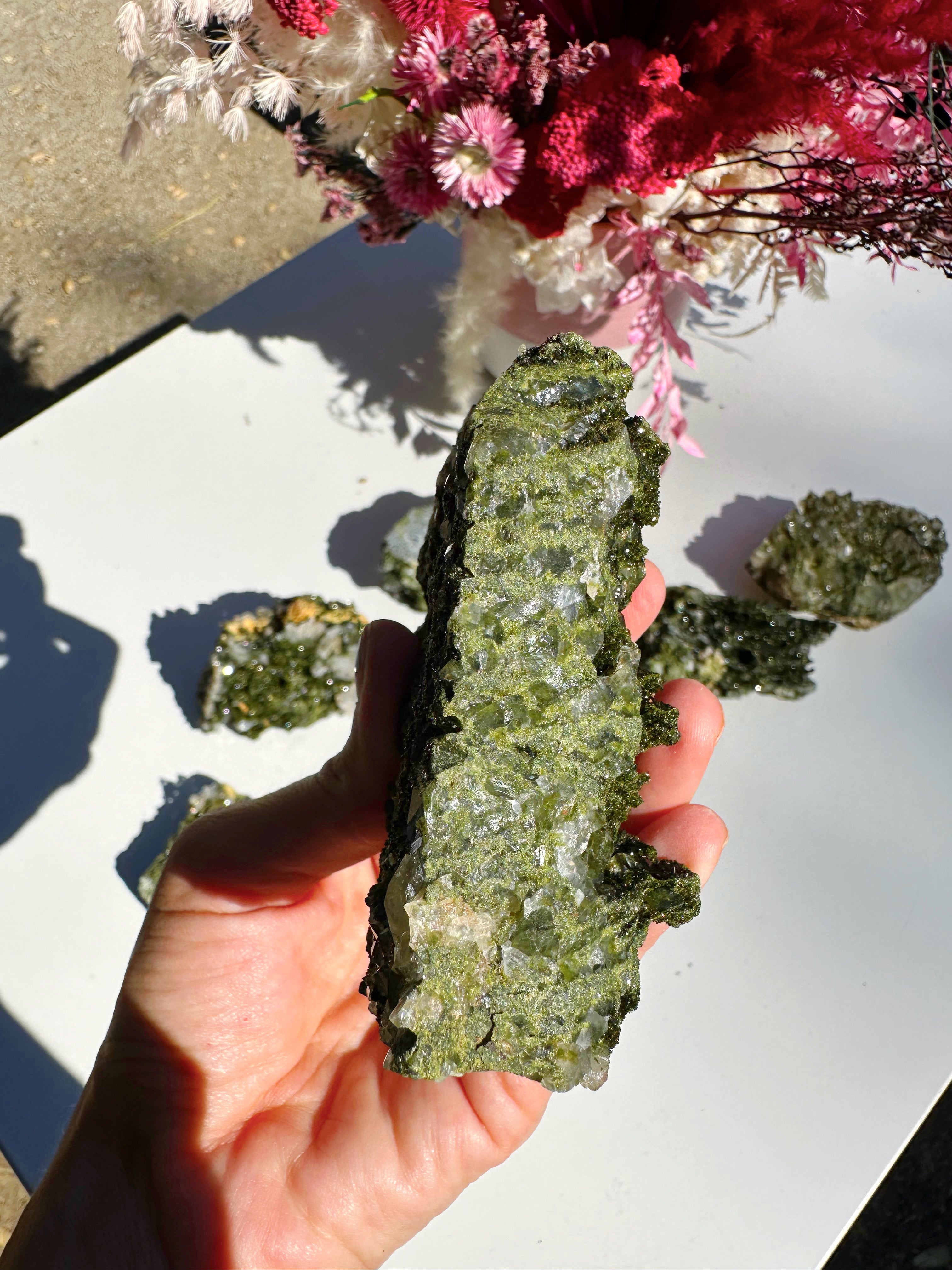 Epidote Quartz Cluster - Baltic Mermaid