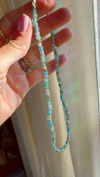 “Frankie” - Blue Apatite Gemstone Candy Necklace - Baltic Mermaid