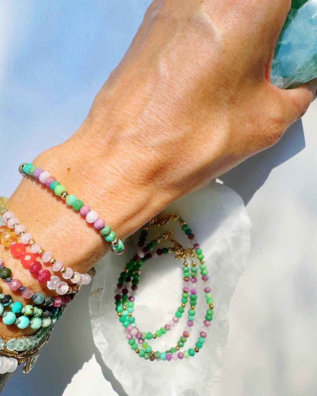 Topanga Gemstone & 14k GF Candy  Bracelet - Baltic Mermaid